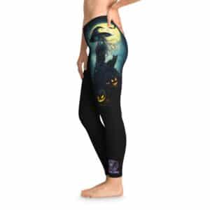 Witch With Black Cat By Moonlight #MJ-W001 Stretchy Leggings, Comfortable Fitness Wear