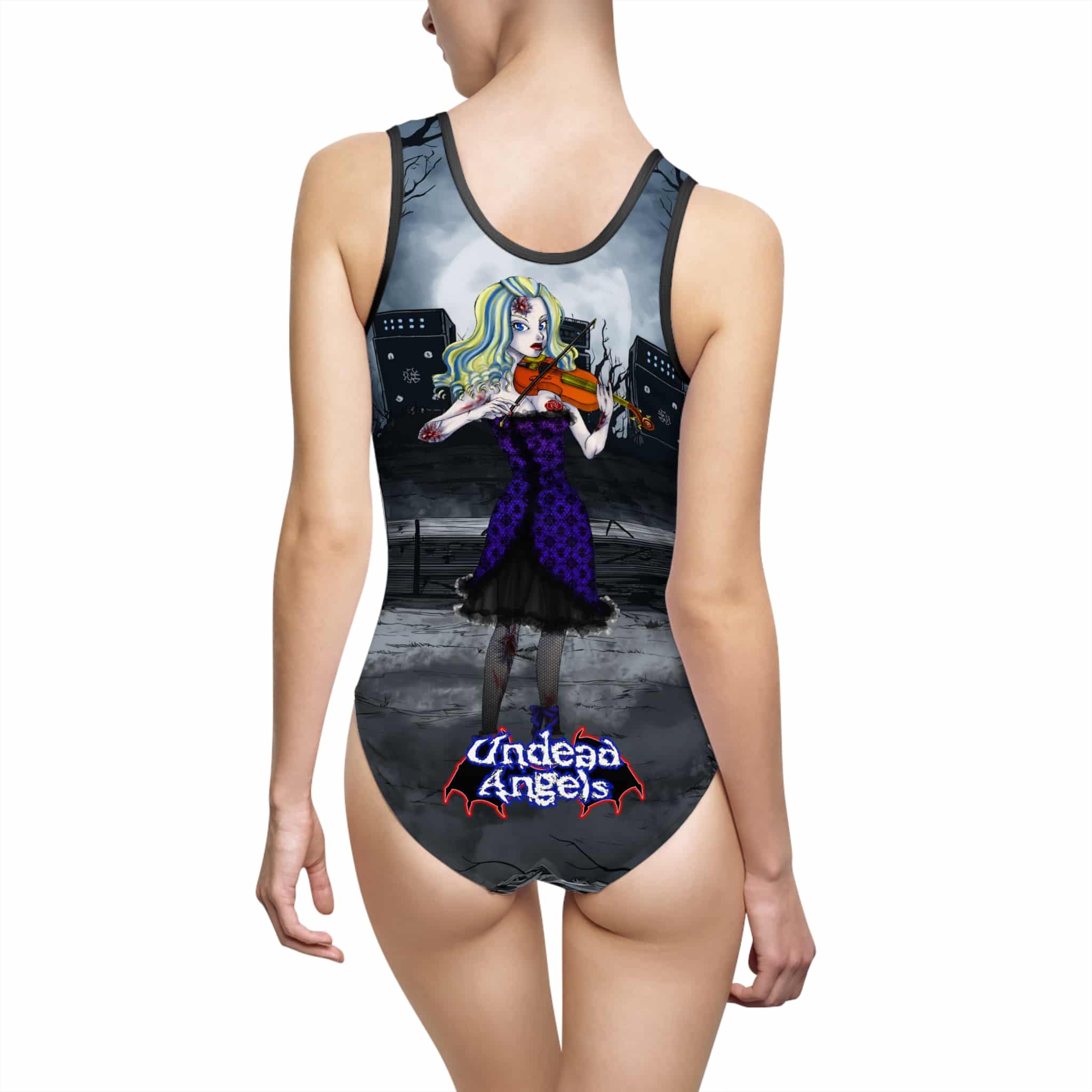 One-Piece Swimsuit - Undead Angels Classic Art Style Zombie Violinist Ariel Anime - Image 2