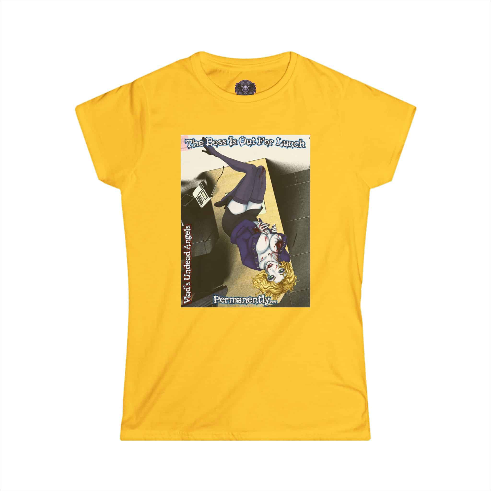Jennifer Undead Angel Zombie Administrative Assistant – Classic Art w/Text Re-Issue Women's Softstyle Tee - Image 28