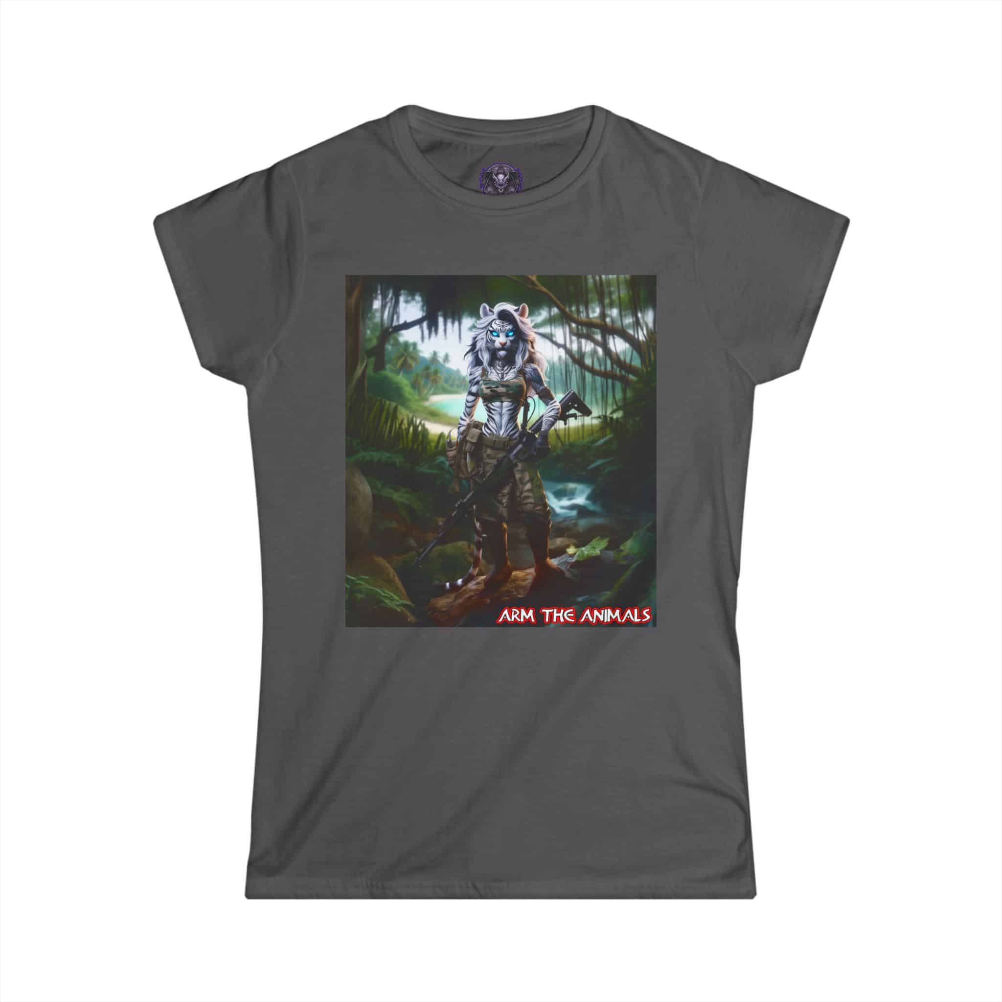 Arm The Animals: White Tiger Girl #AA-D-WT001 Women's Softstyle Tee - Image 25