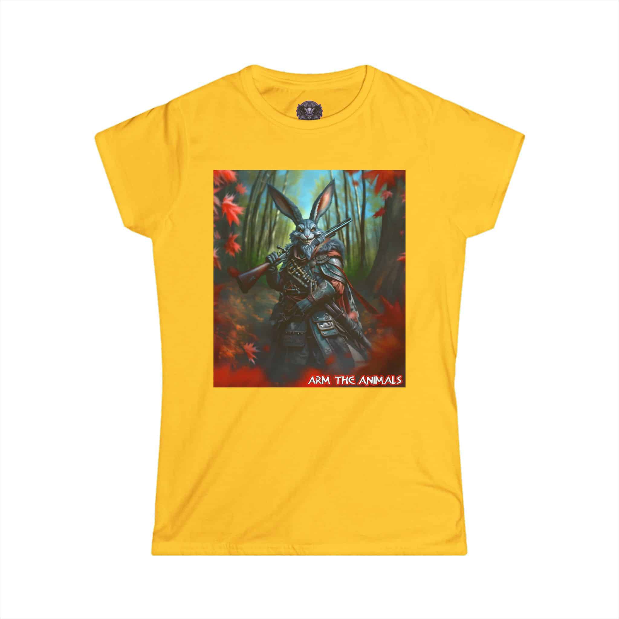 Arm The Animals: Hunter Rabbit #AA-D-Ra001 Women's Softstyle Tee - Image 16