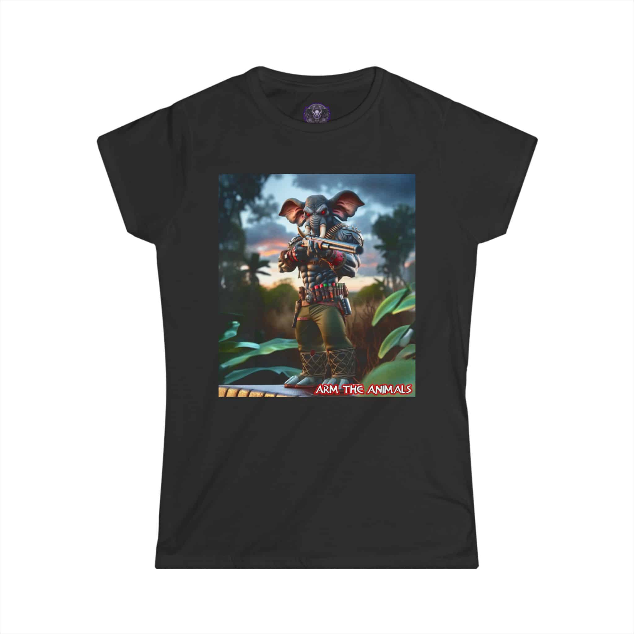 Arm The Animals: Bounty Hunter Elephant #AA-D-El002 Women's Softstyle Tee - Image 7