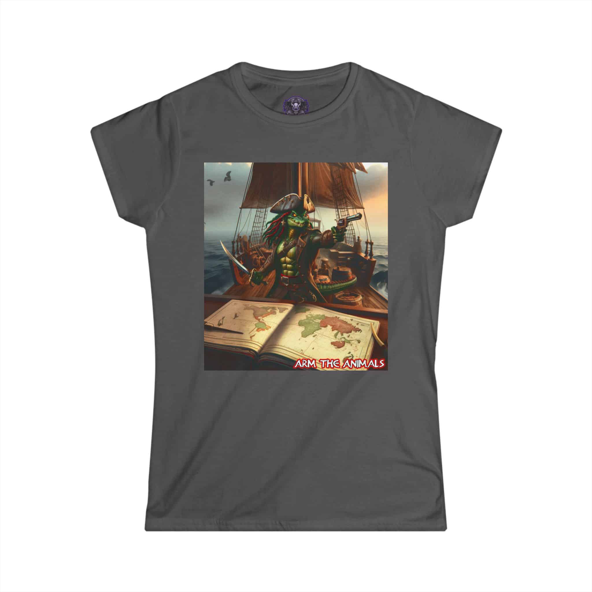 Arm The Animals: Pirate Gator Navigating #AA-D-PG002b Women's Softstyle Tee - Image 25
