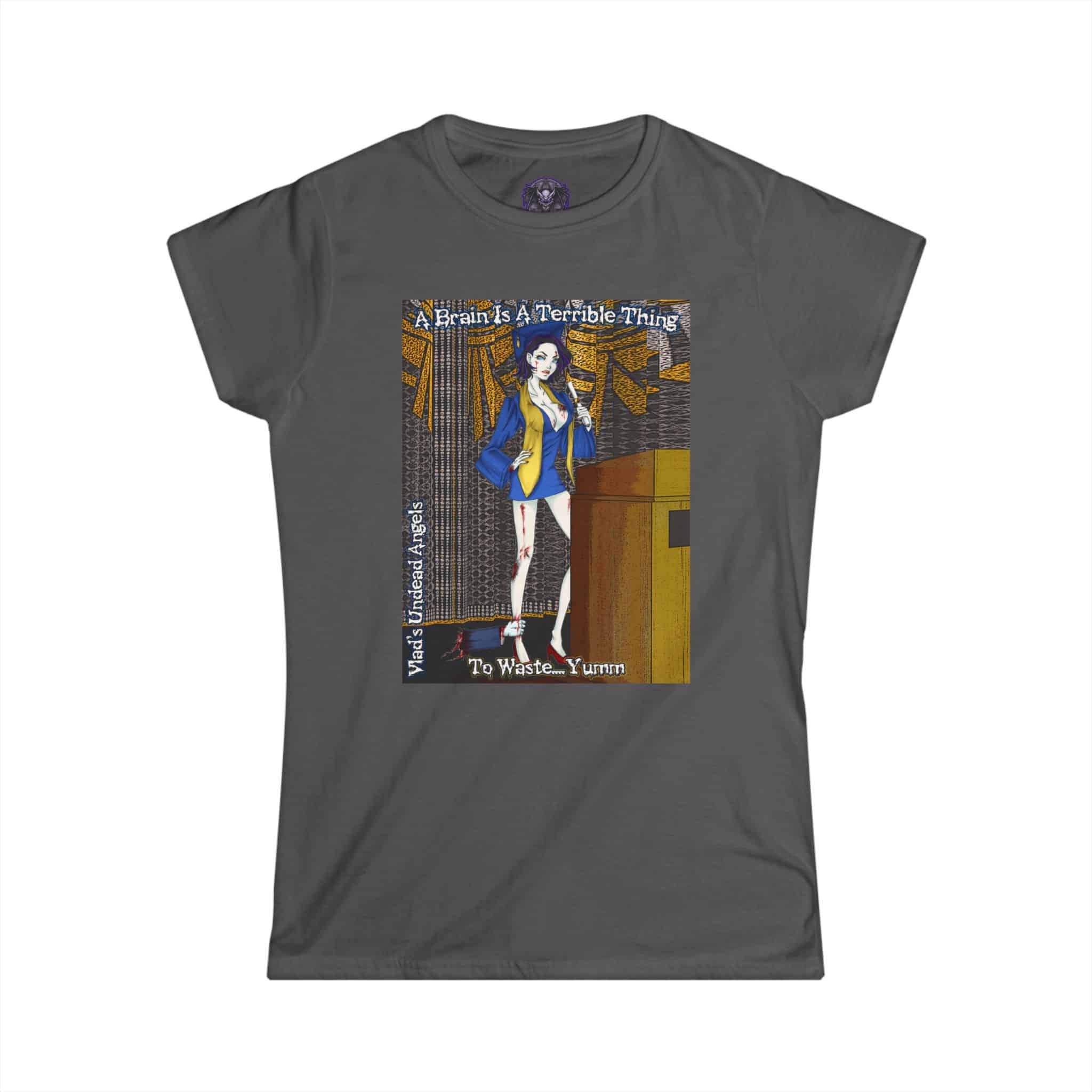 Tiffany Undead Angel Zombie Graduate - Classic Art w/Text F1 Re-Issue Women's Softstyle Tee - Image 37