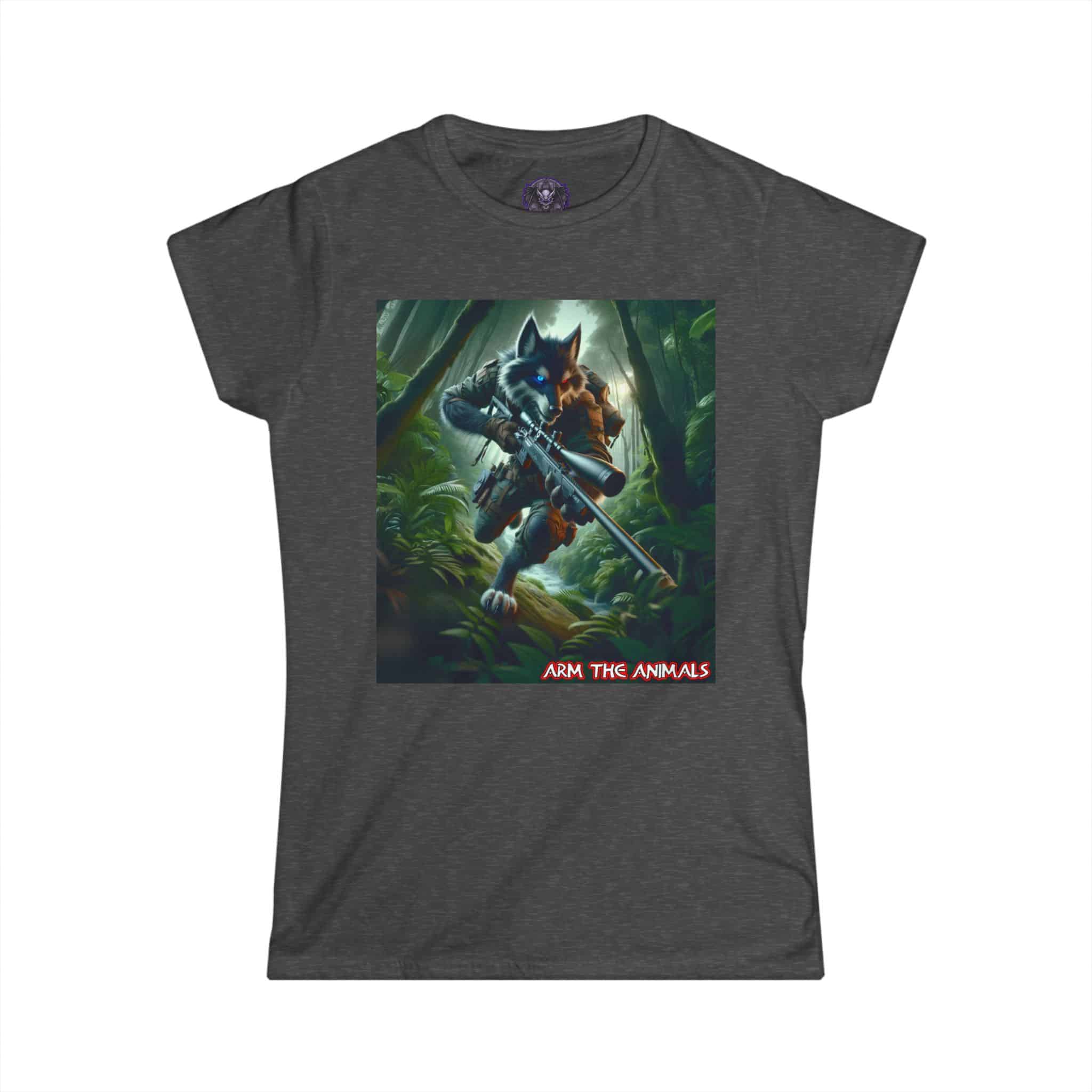 Arm The Animals: Hunter Wolf #AA-D-W001 Women's Softstyle Tee - Image 19
