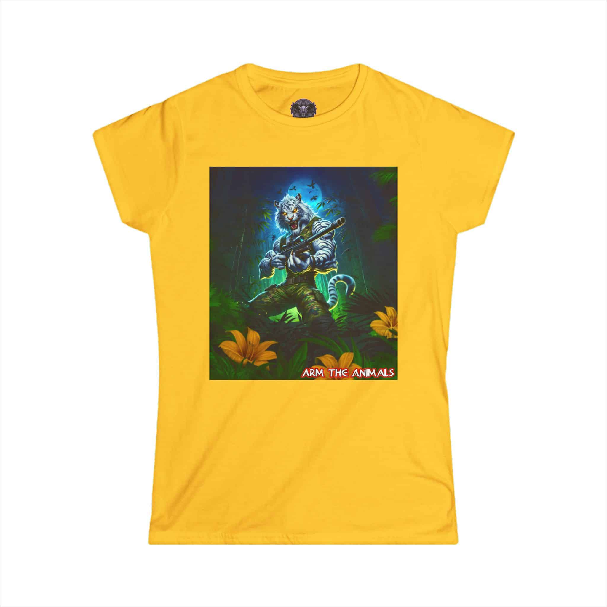 Arm The Animals: Commando Tiger #AA-D-WT003 Women's Softstyle Tee - Image 9