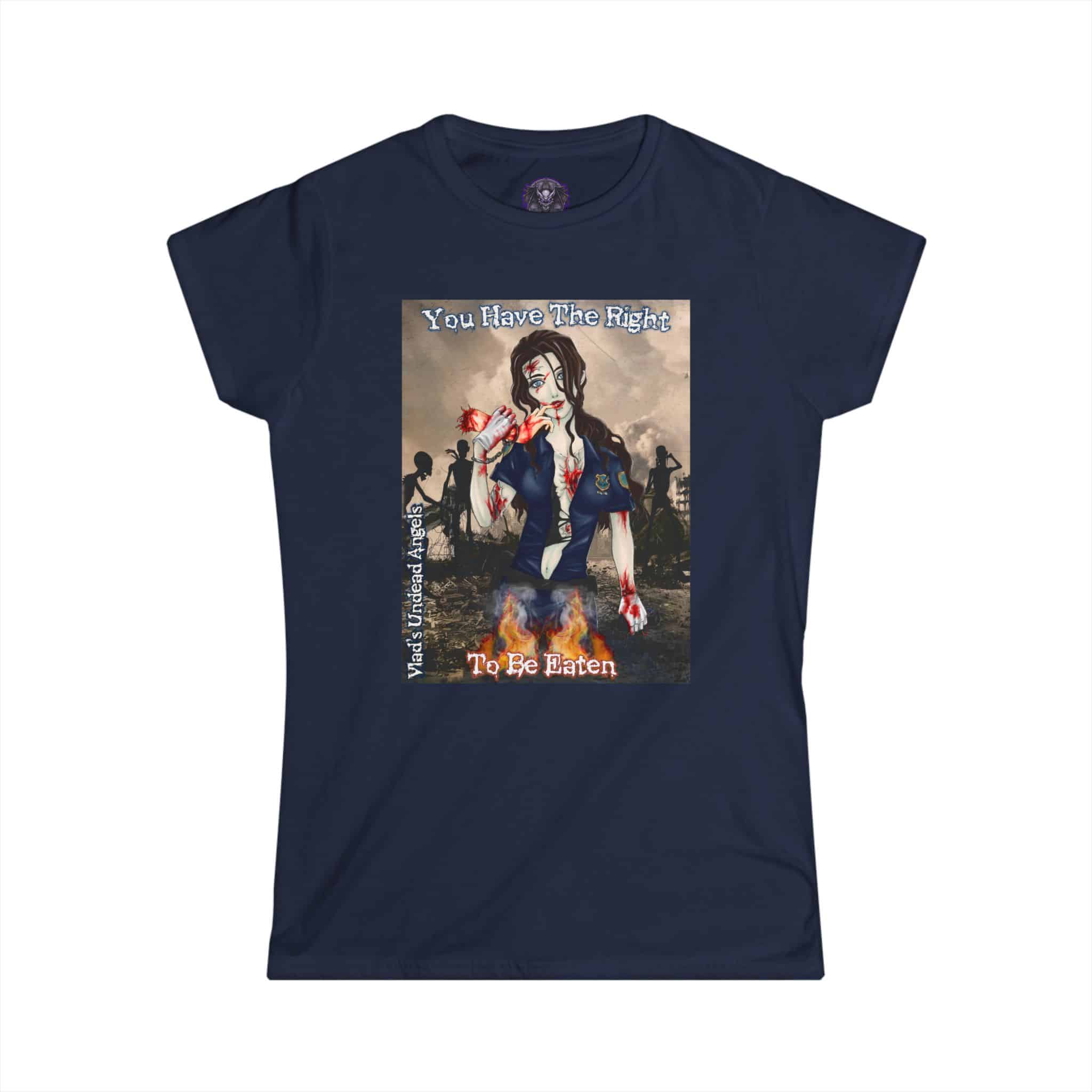 Terri Undead Angel Zombie Police Officer - Classic Art w/Text Re-Issue Women's Softstyle Tee