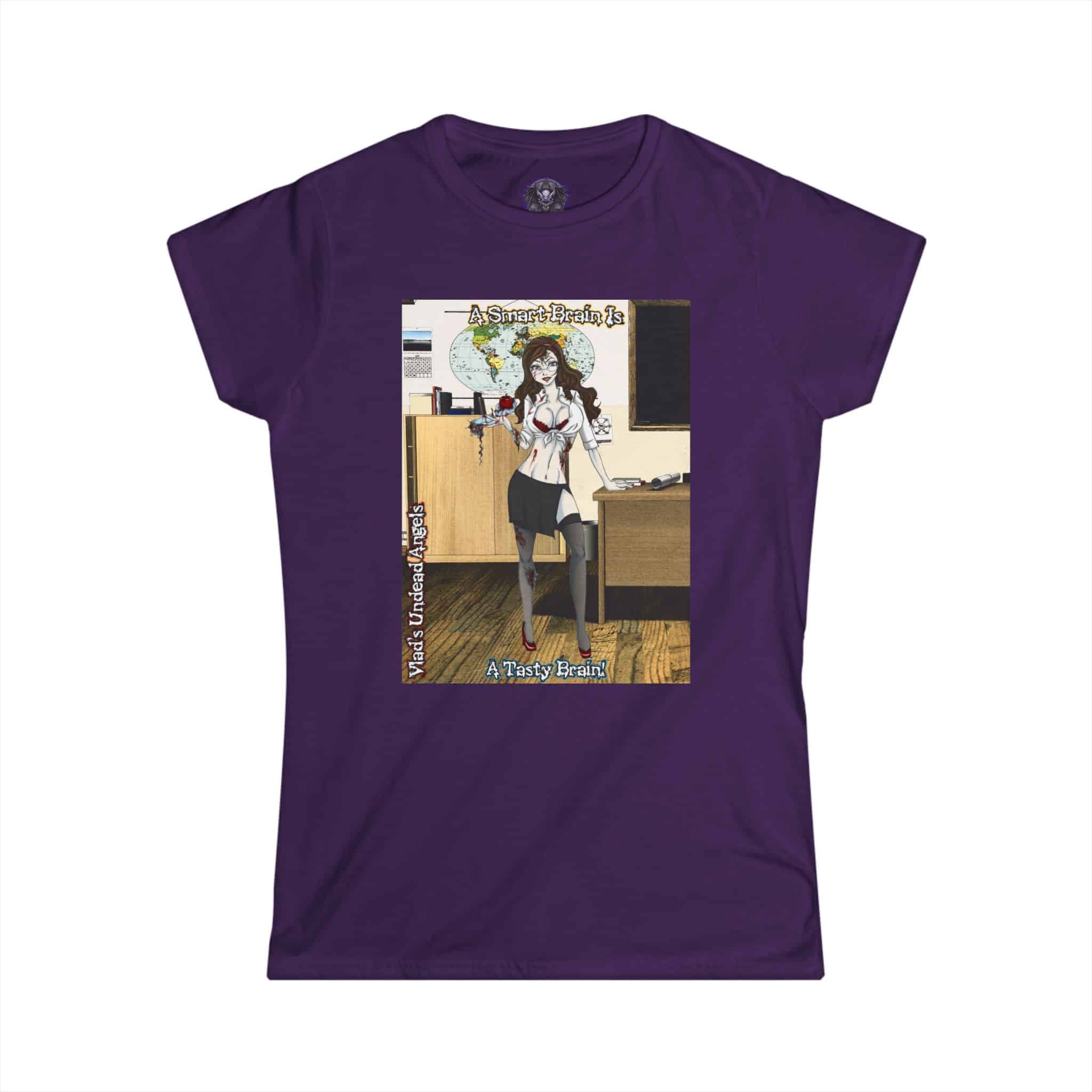 Charlotte Undead Angel Zombie Teacher – Classic Art w/Text Re-Issue Women's Softstyle Tee - Image 13