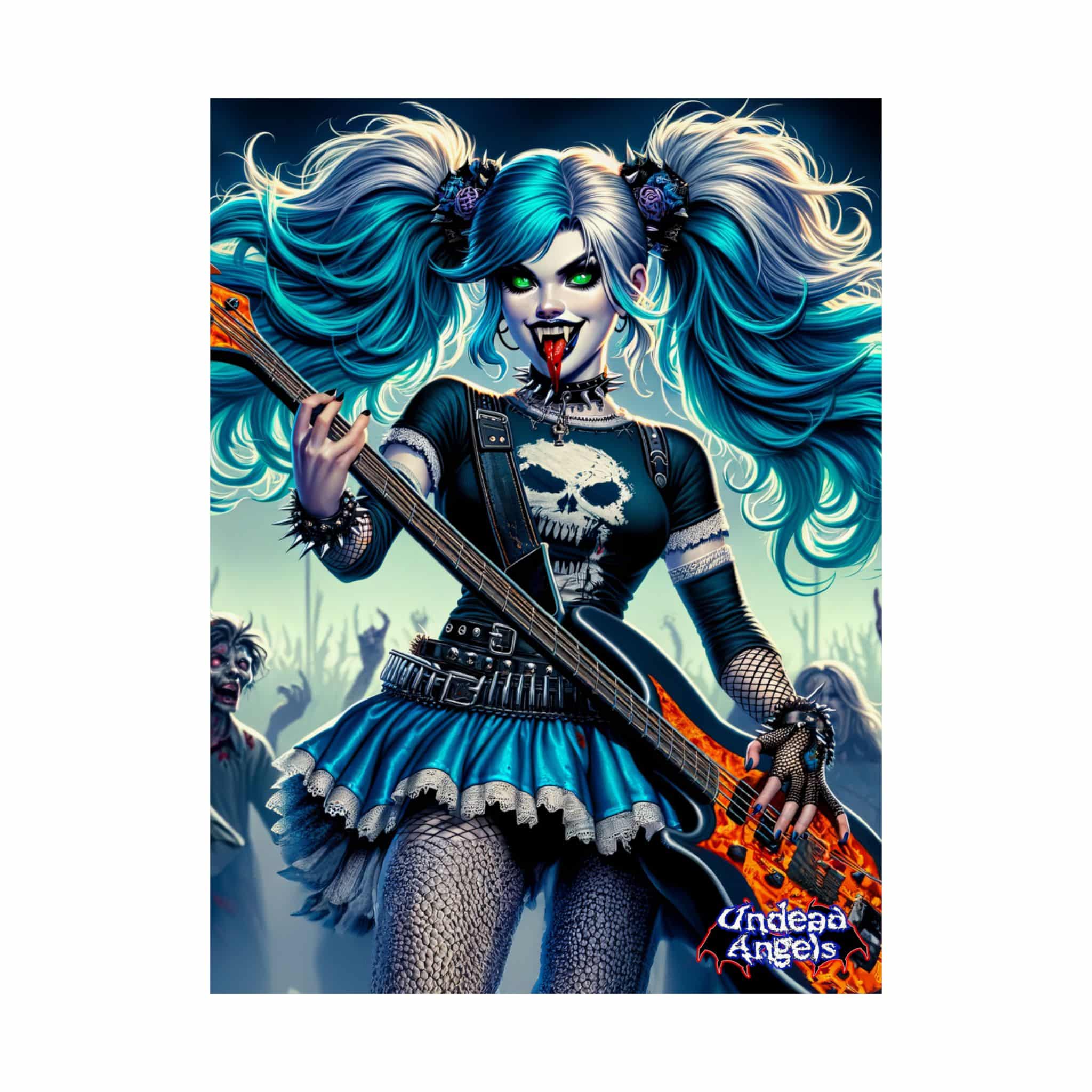 Ashley Undead Angel Bass Guitarist – ASH-D001 Art Matte Vertical Posters - Image 2