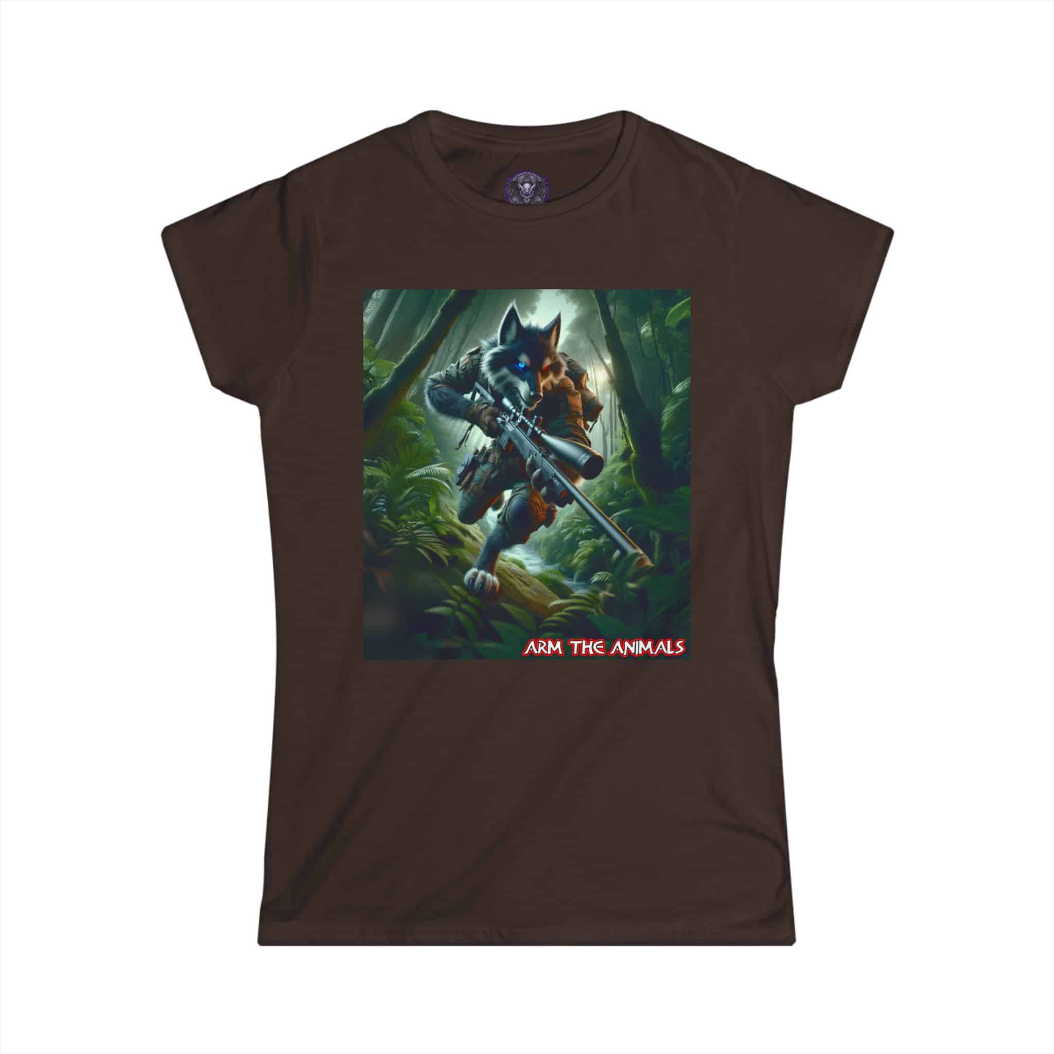 Arm The Animals: Hunter Wolf #AA-D-W001 Women's Softstyle Tee - Image 13