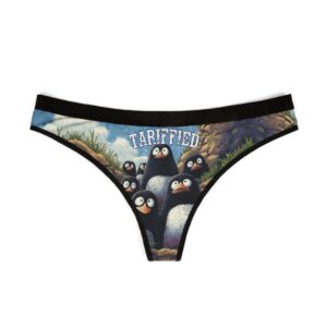 Funny Penguin Women's Thongs - Tariff Fear Is Real