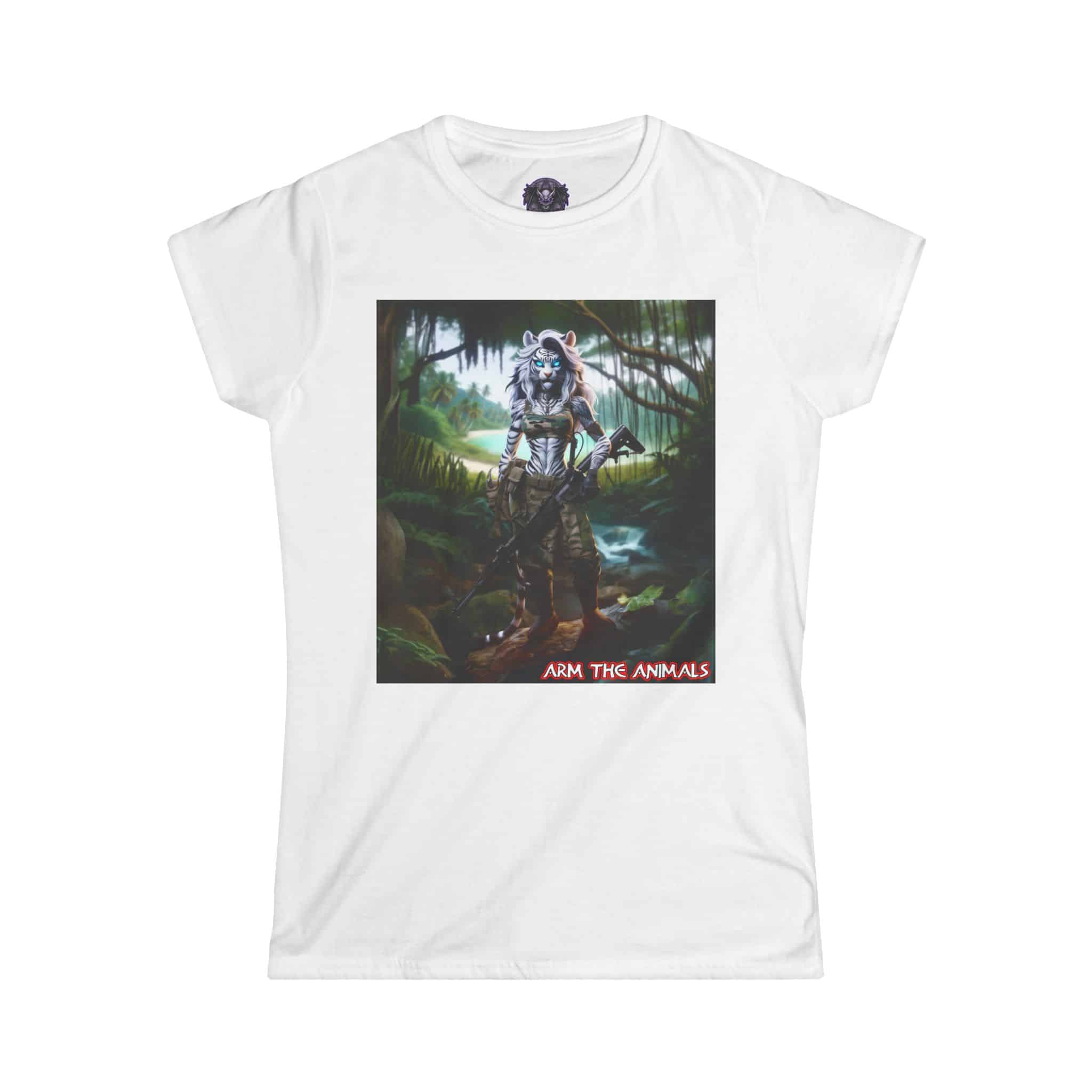 Arm The Animals: White Tiger Girl #AA-D-WT001 Women's Softstyle Tee - Image 4