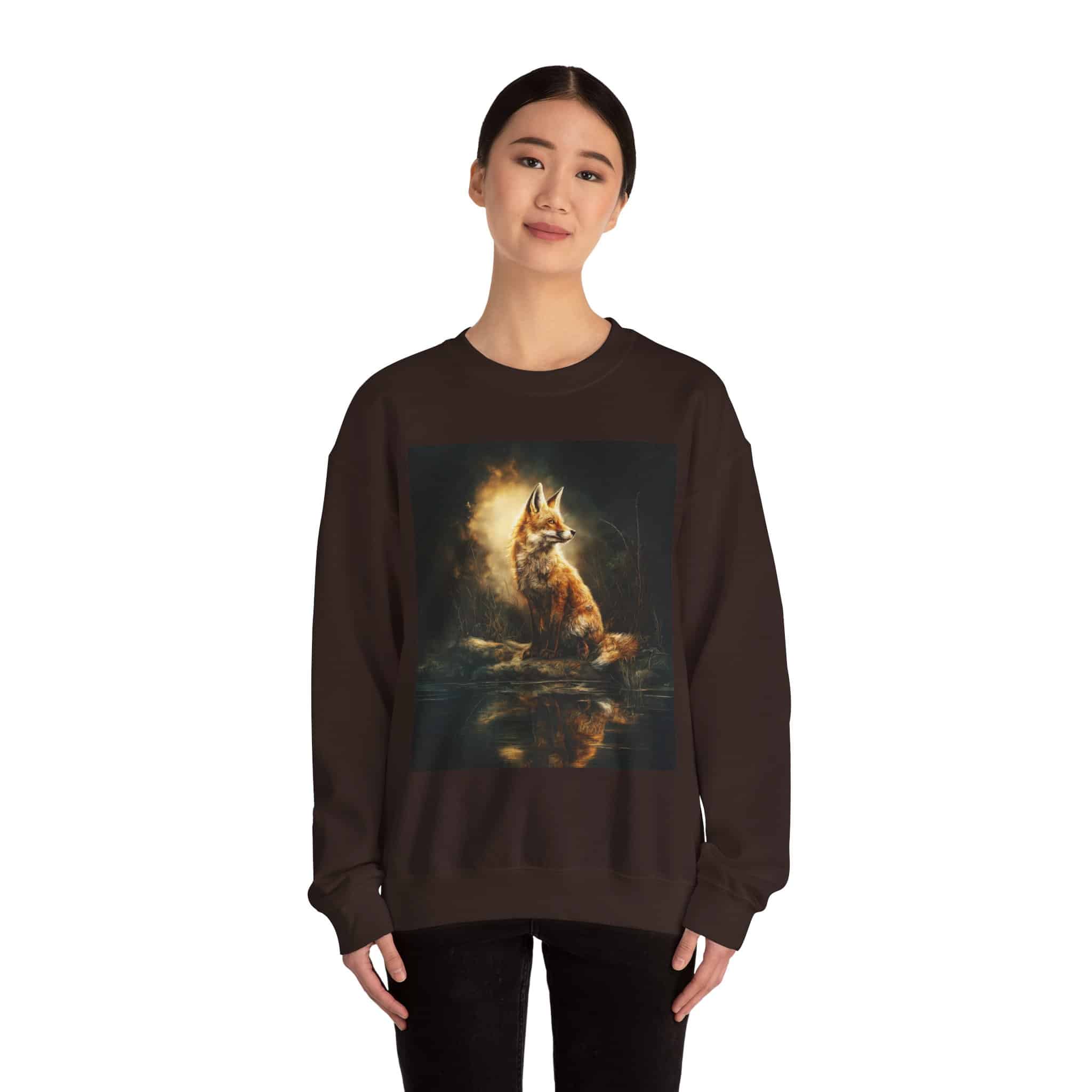 Fox By The Lake Unisex Tee by Wyldesigns Unisex Heavy Blend™ Crewneck Sweatshirt - Image 4