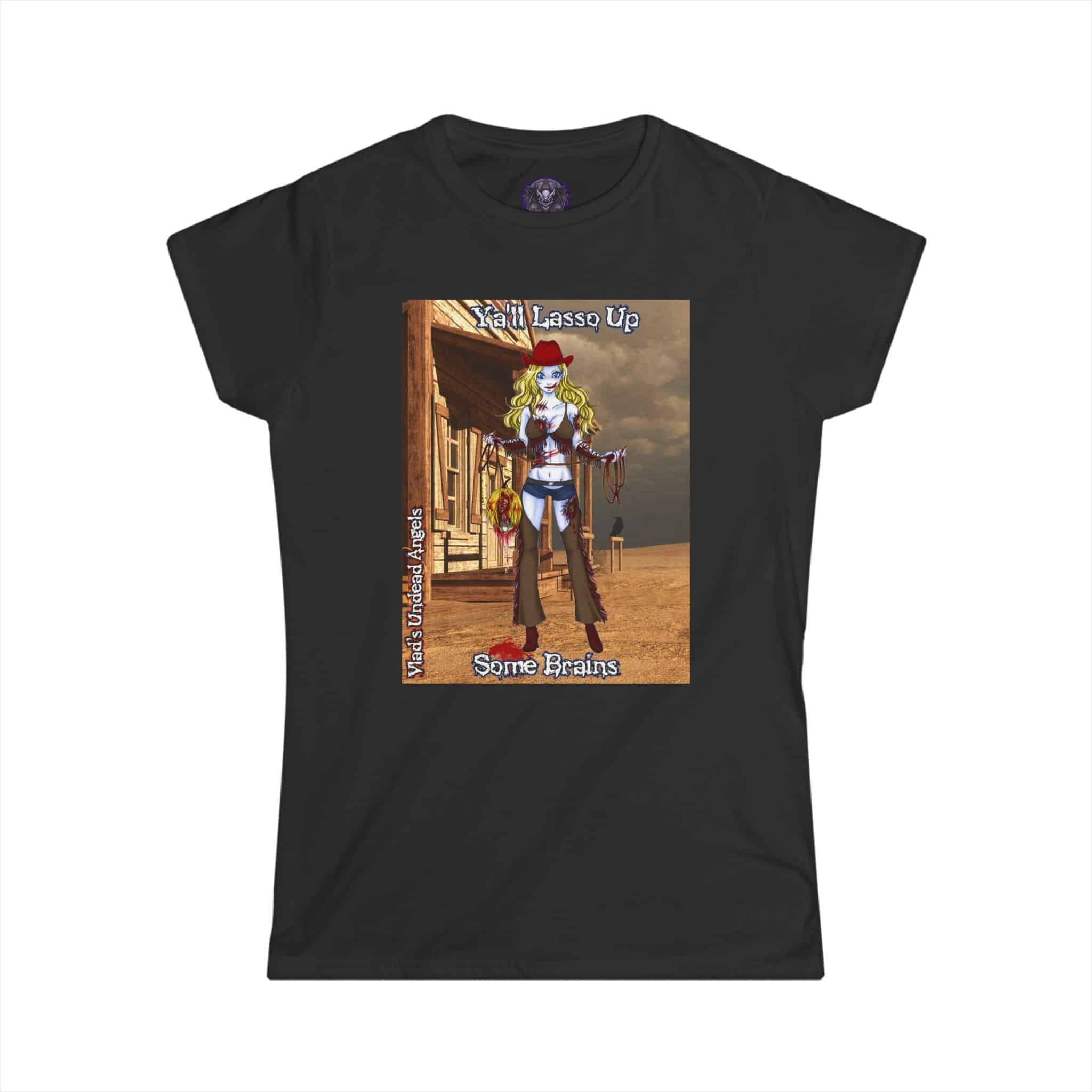 Cassidy Undead Angel Zombie Cowgirl – Classic Art w/Text Re-Issue Women's Softstyle Tee