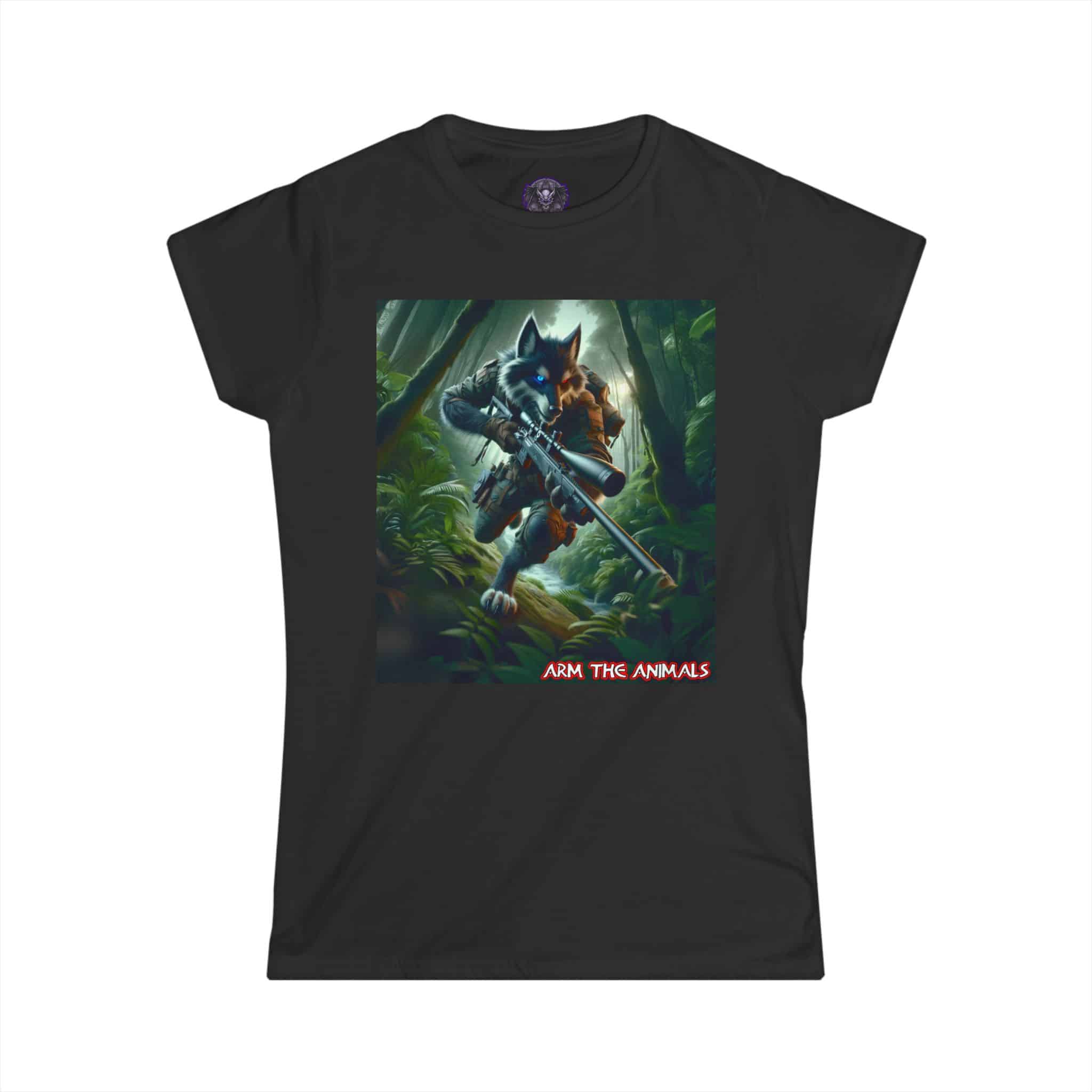 Arm The Animals: Hunter Wolf #AA-D-W001 Women's Softstyle Tee - Image 7