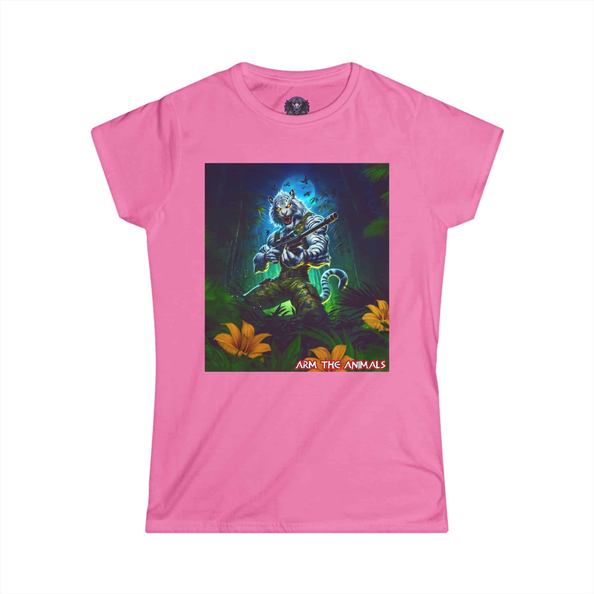 Arm The Animals: Commando Tiger #AA-D-WT003 Women's Softstyle Tee - Image 25