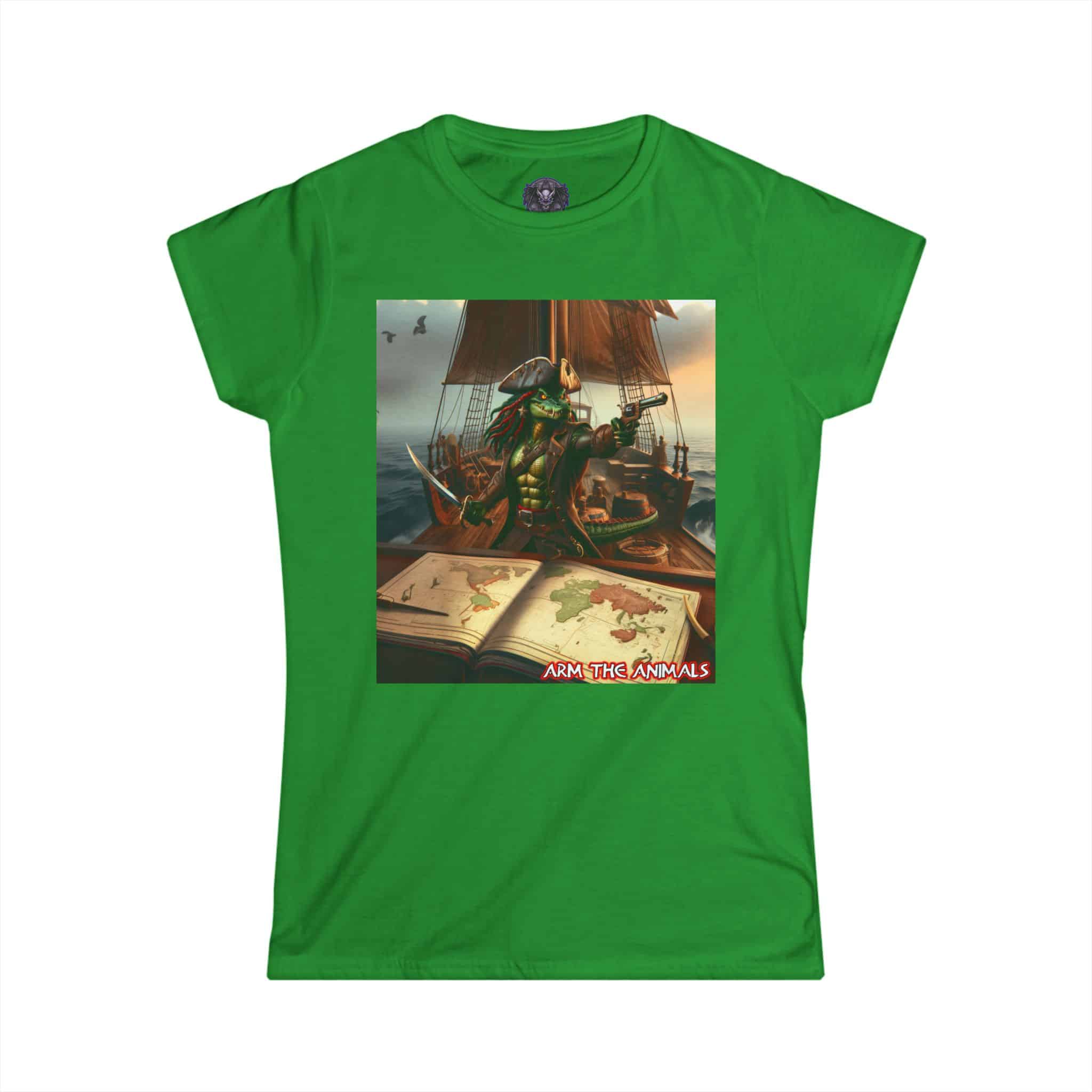 Arm The Animals: Pirate Gator Navigating #AA-D-PG002b Women's Softstyle Tee - Image 16