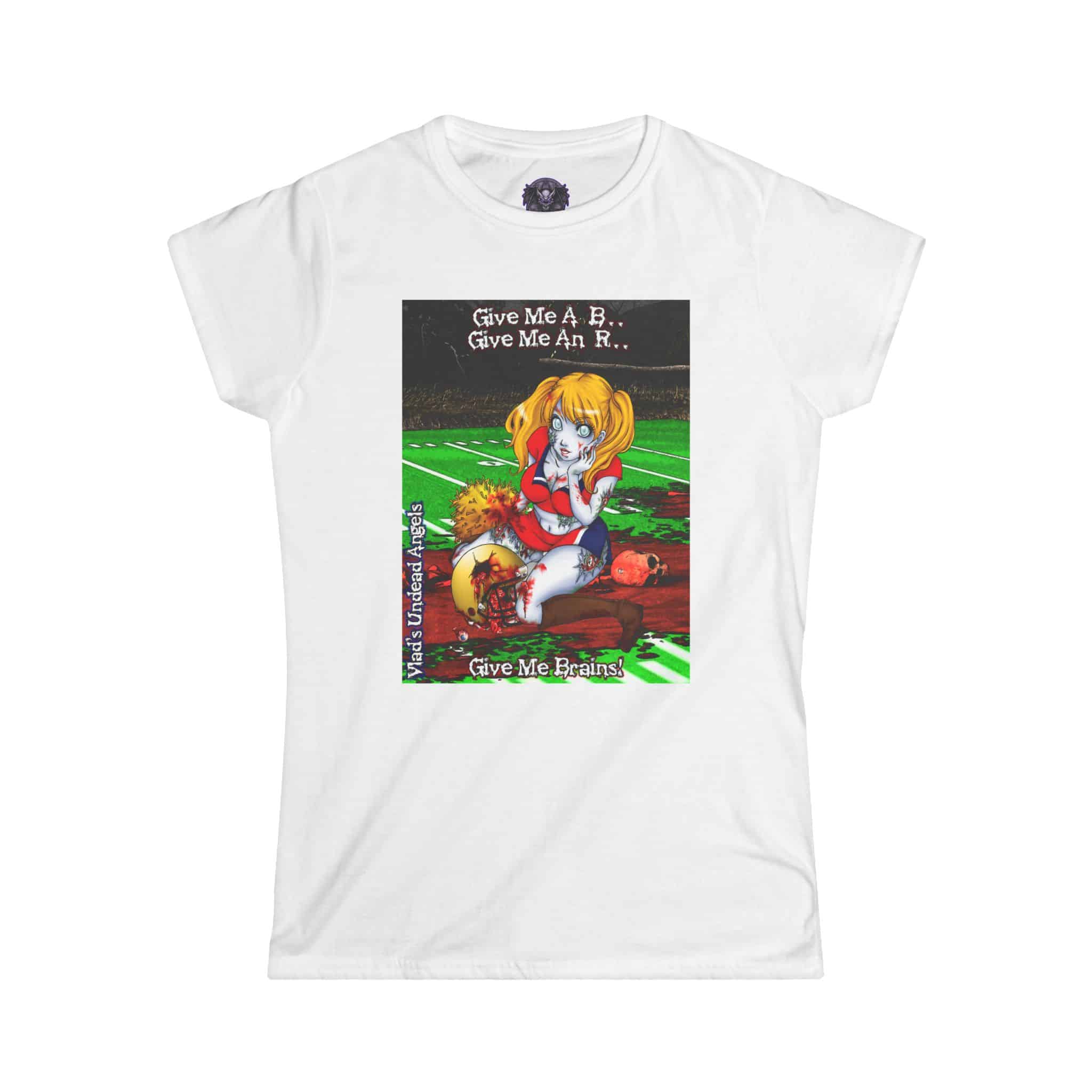 Buffy Undead Angel Zombie Cheerleader – Classic Art w/Text Re-Issue Women's Softstyle Tee - Image 13