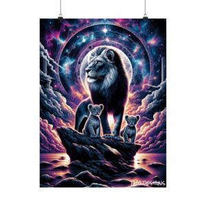 Cosmic Lion Family WD-D006 By Wyldesigns Matte Vertical Posters
