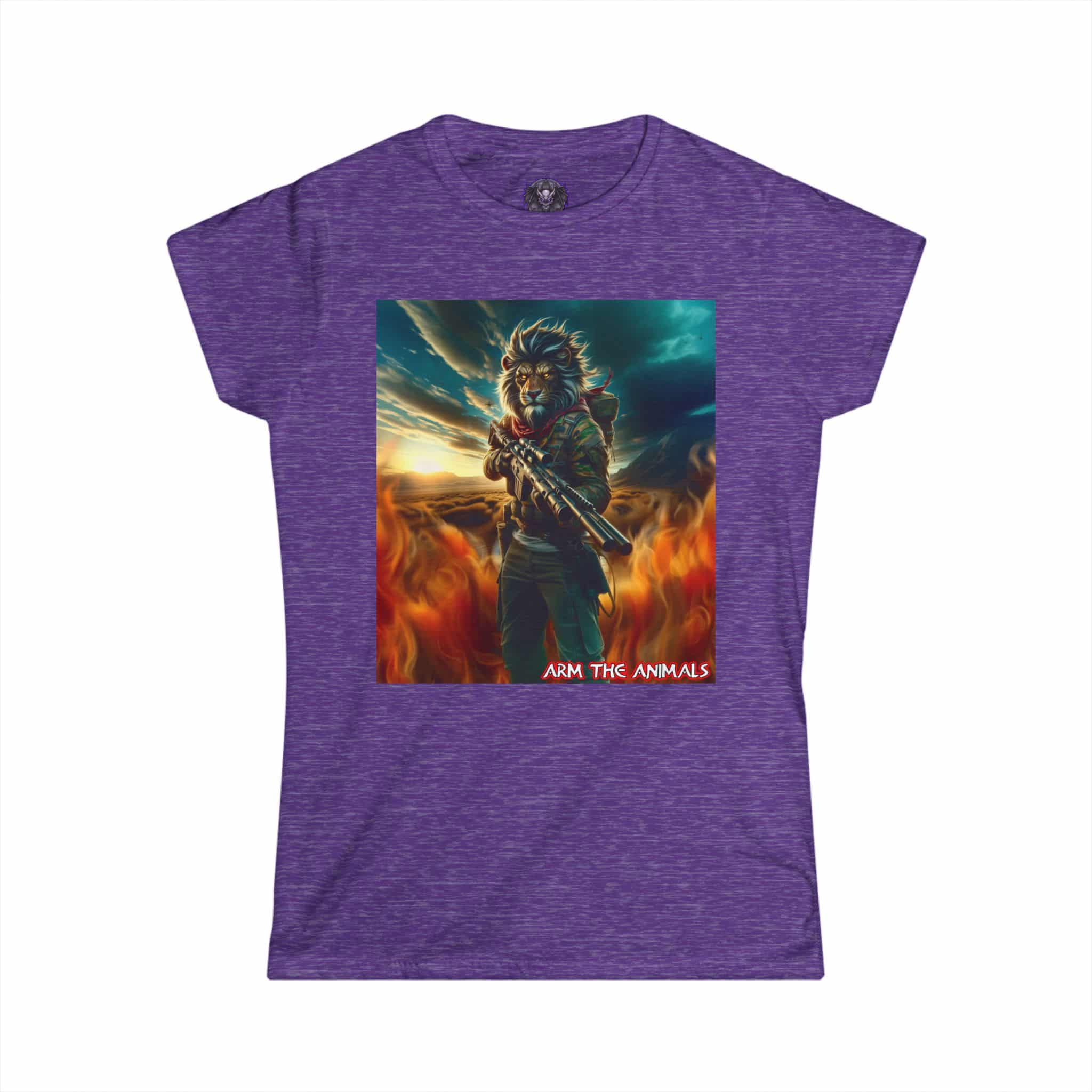 Arm The Animals: Hunter Lion #AA-D-Li001 Women's Softstyle Tee - Image 34