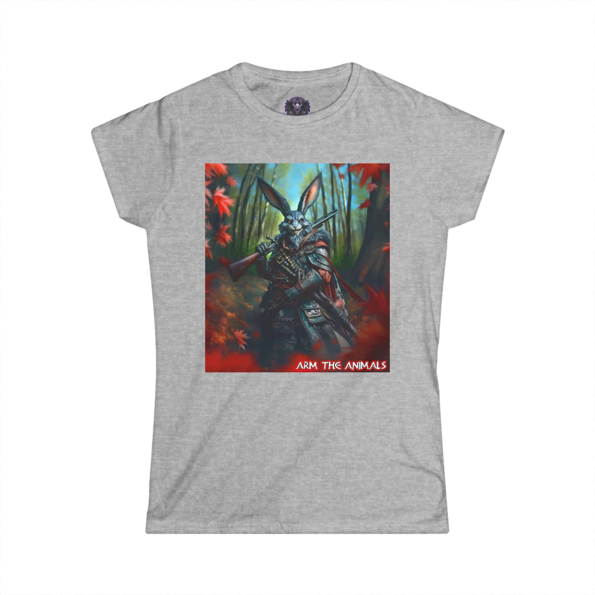 Arm The Animals: Hunter Rabbit #AA-D-Ra001 Women's Softstyle Tee - Image 10