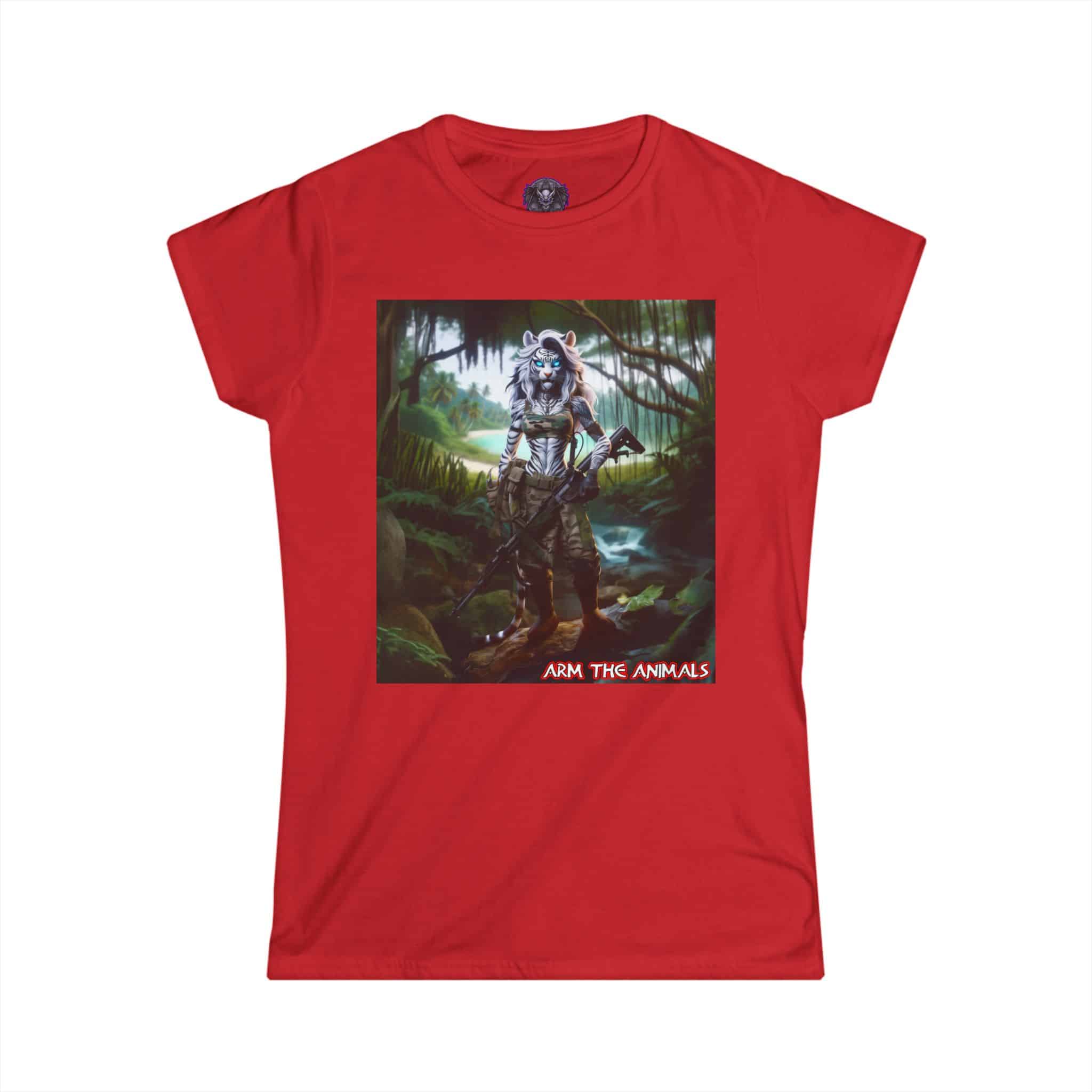 Arm The Animals: White Tiger Girl #AA-D-WT001 Women's Softstyle Tee - Image 43