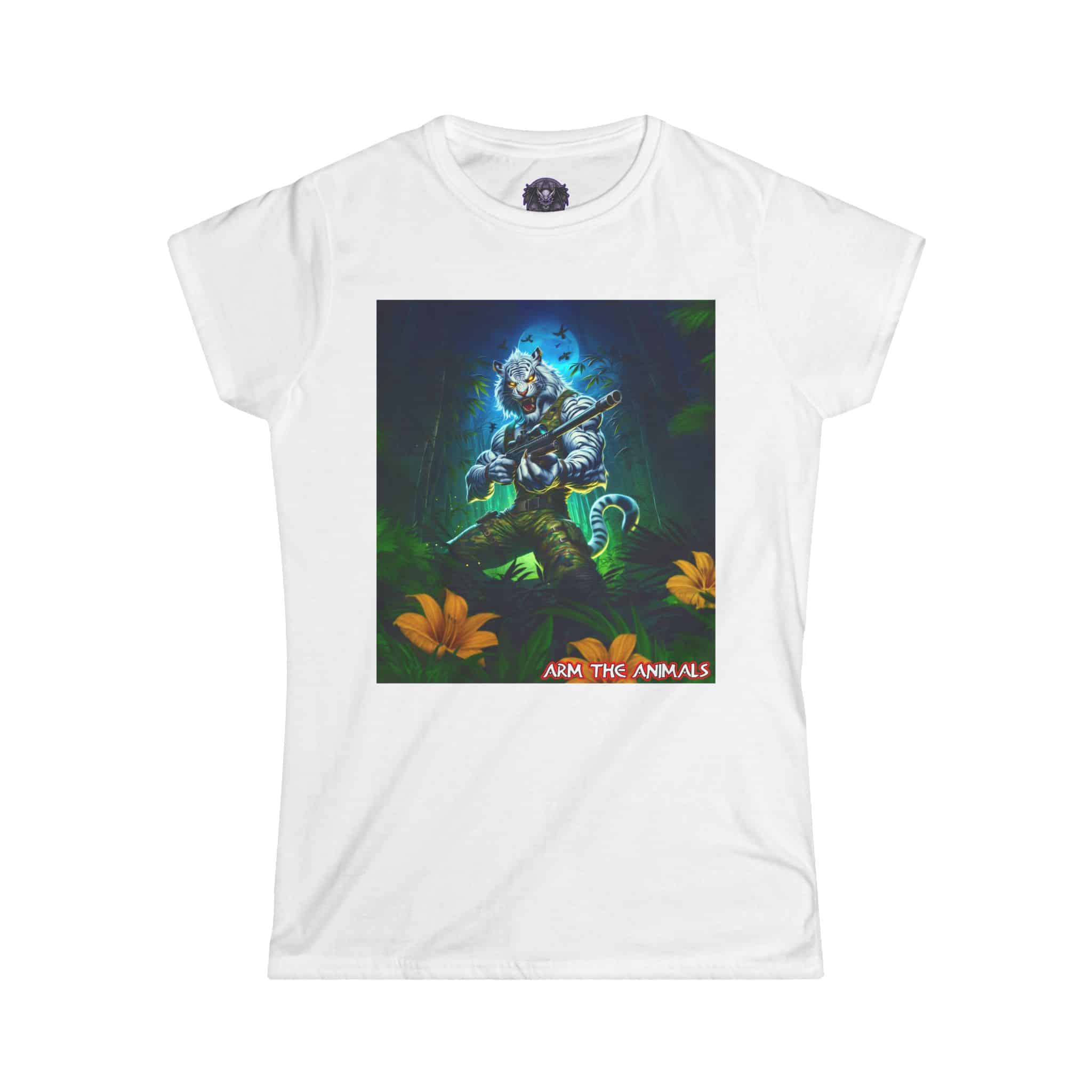 Arm The Animals: Commando Tiger #AA-D-WT003 Women's Softstyle Tee - Image 3