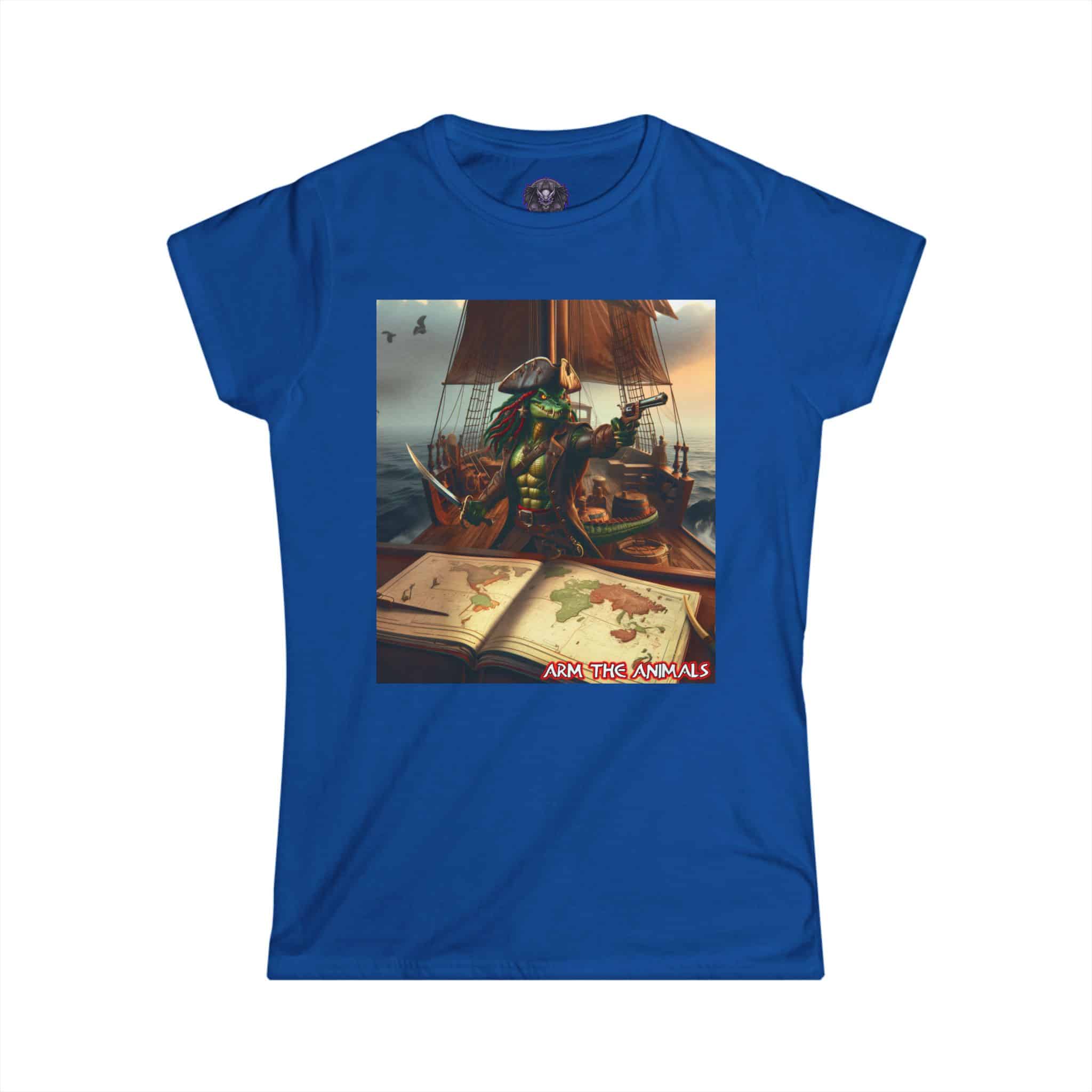 Arm The Animals: Pirate Gator Navigating #AA-D-PG002b Women's Softstyle Tee - Image 28