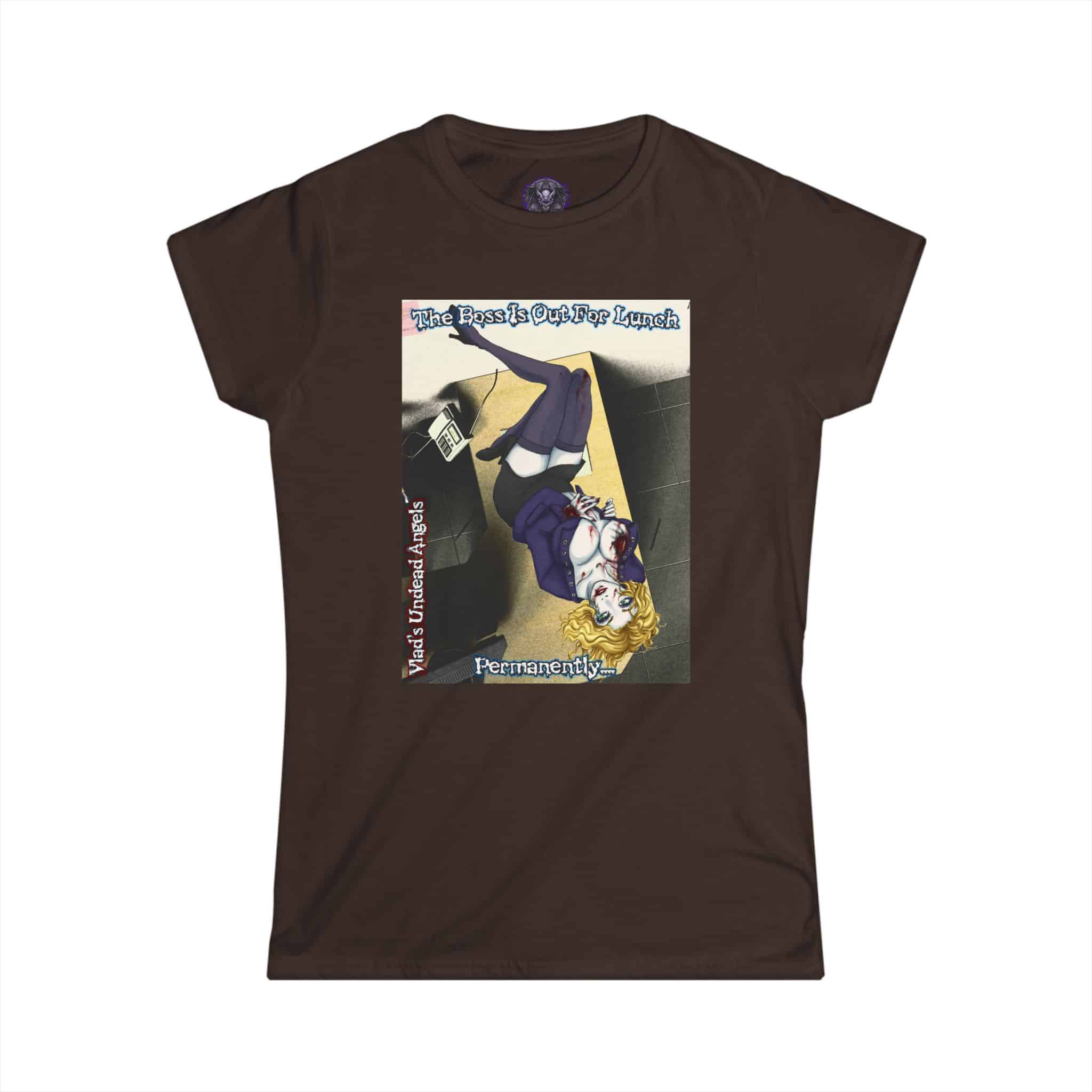 Jennifer Undead Angel Zombie Administrative Assistant – Classic Art w/Text Re-Issue Women's Softstyle Tee - Image 7