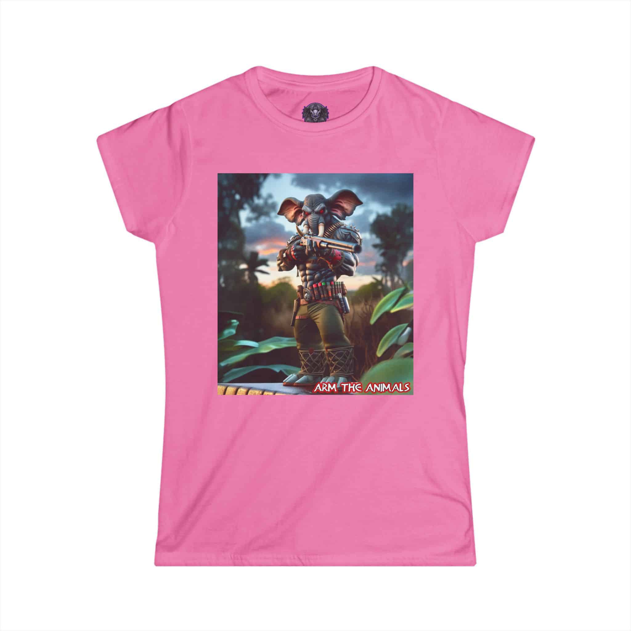 Arm The Animals: Bounty Hunter Elephant #AA-D-El002 Women's Softstyle Tee - Image 40