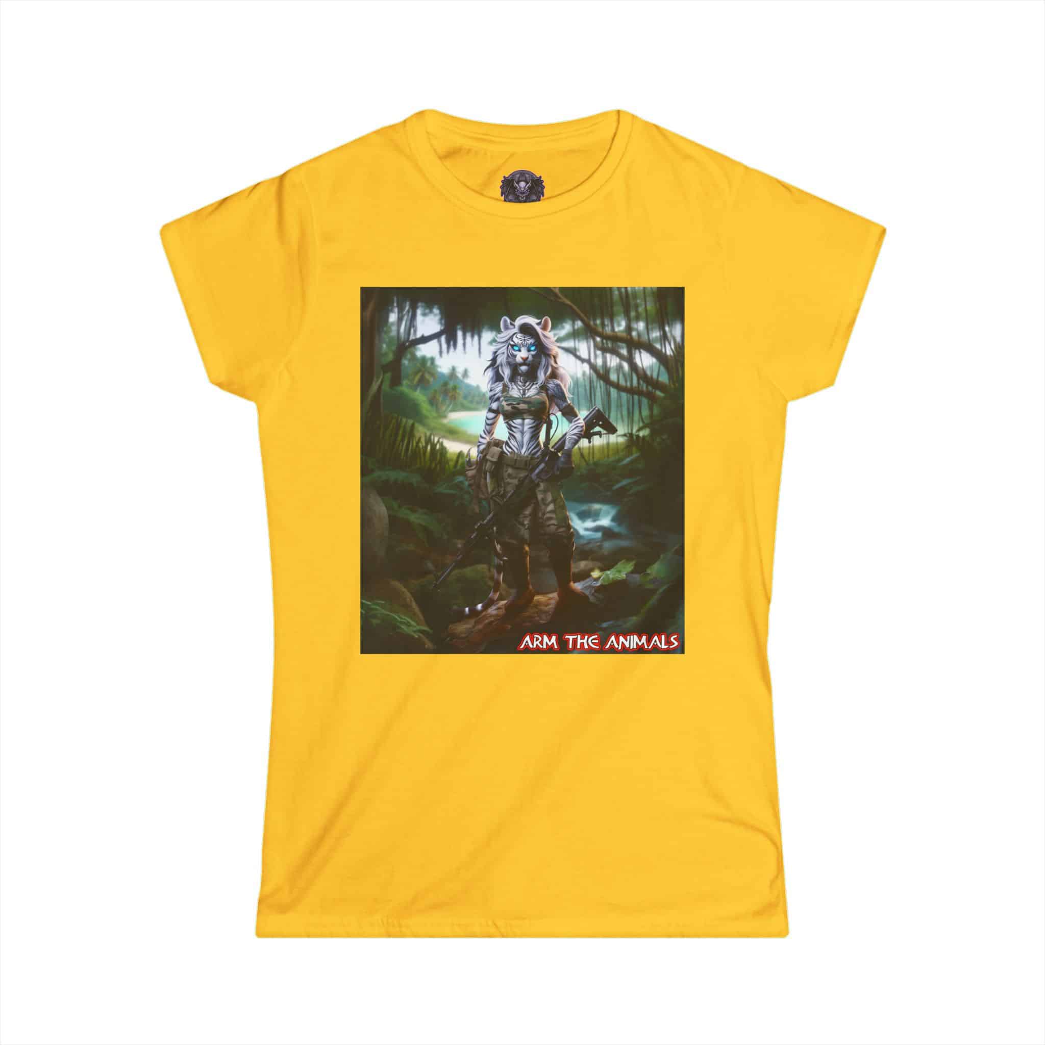 Arm The Animals: White Tiger Girl #AA-D-WT001 Women's Softstyle Tee - Image 16