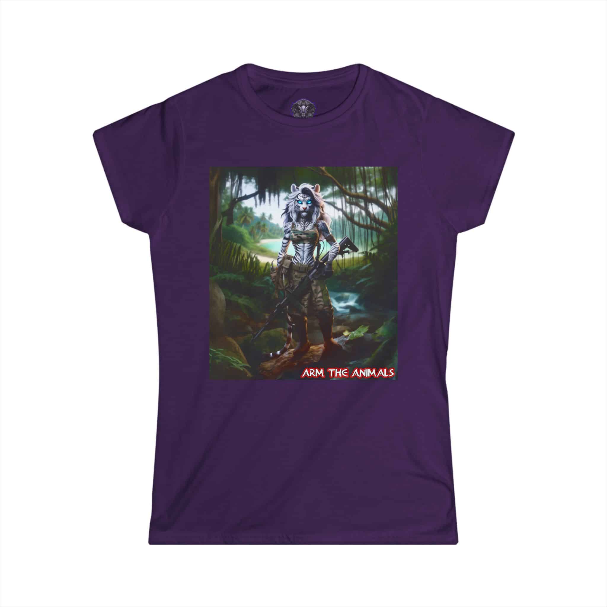 Arm The Animals: White Tiger Girl #AA-D-WT001 Women's Softstyle Tee - Image 37