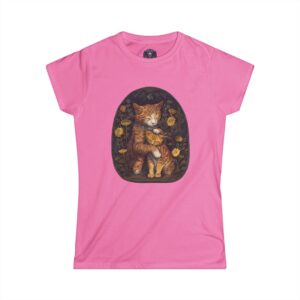 Sleeping Mama Cat & Kitten WD-M003 By Wyldesigns Women's Softstyle Tee