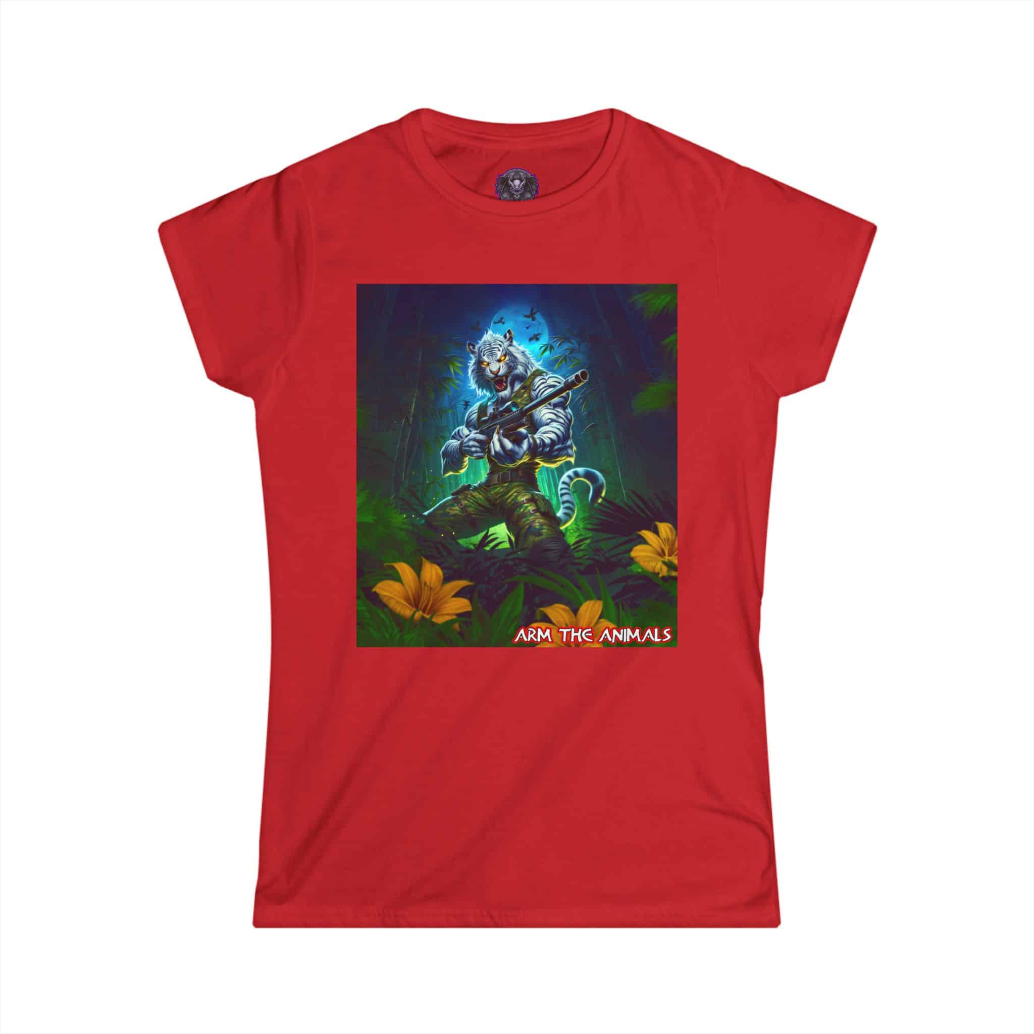 Arm The Animals: Commando Tiger #AA-D-WT003 Women's Softstyle Tee - Image 27
