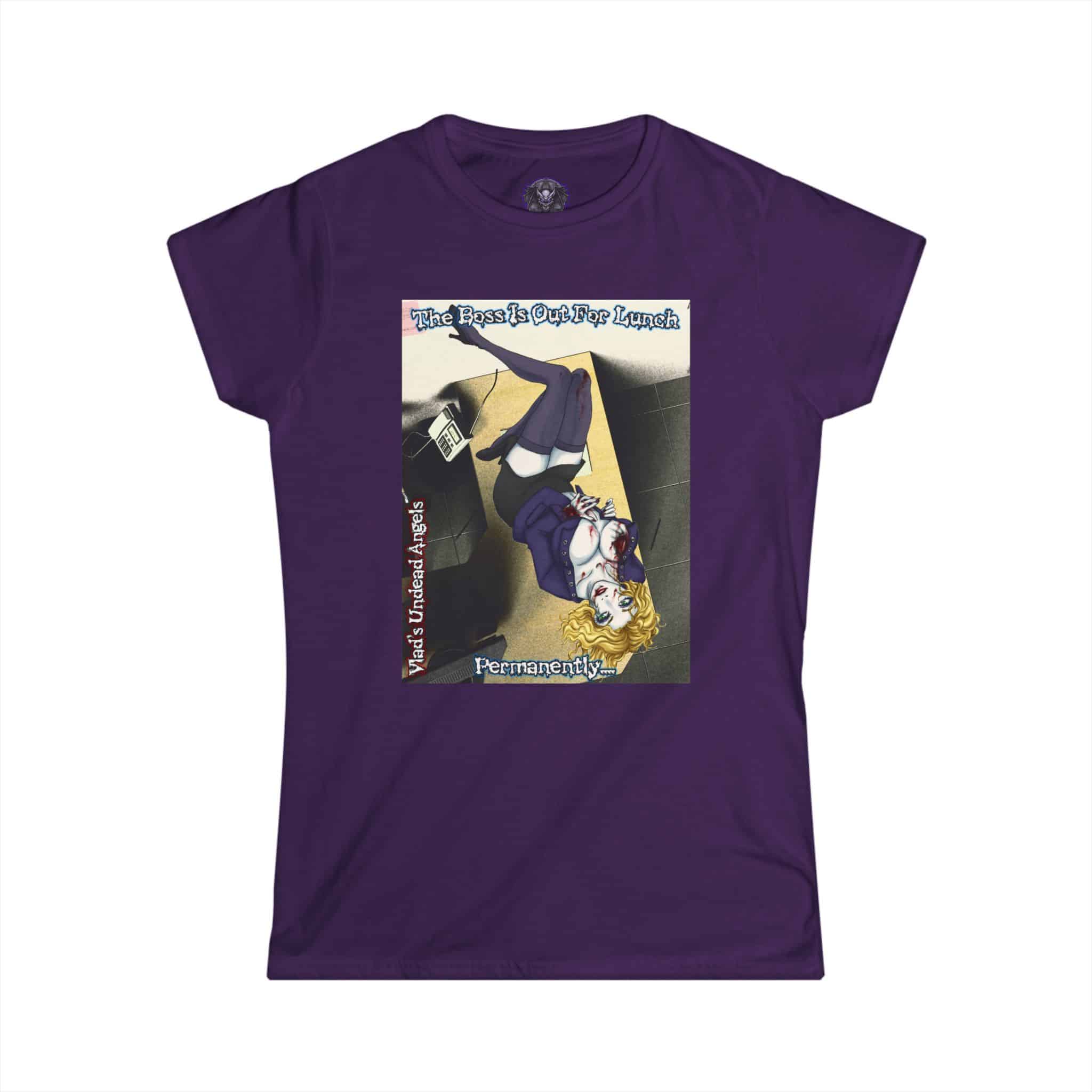 Jennifer Undead Angel Zombie Administrative Assistant – Classic Art w/Text Re-Issue Women's Softstyle Tee - Image 16