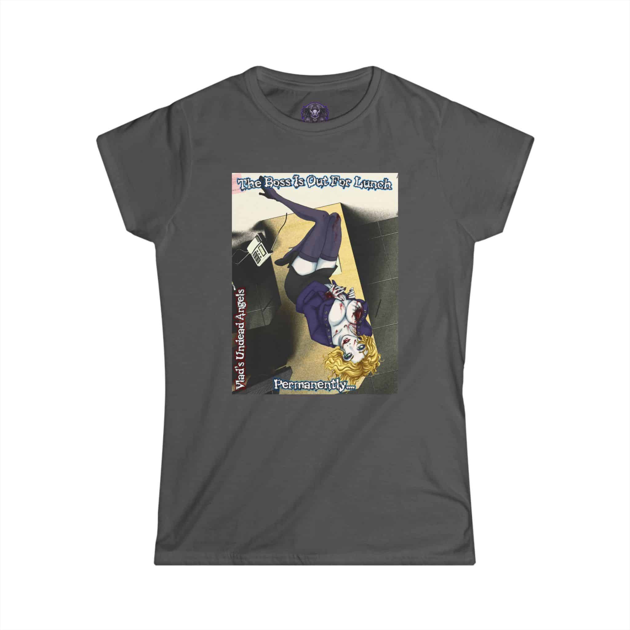 Jennifer Undead Angel Zombie Administrative Assistant – Classic Art w/Text Re-Issue Women's Softstyle Tee - Image 37