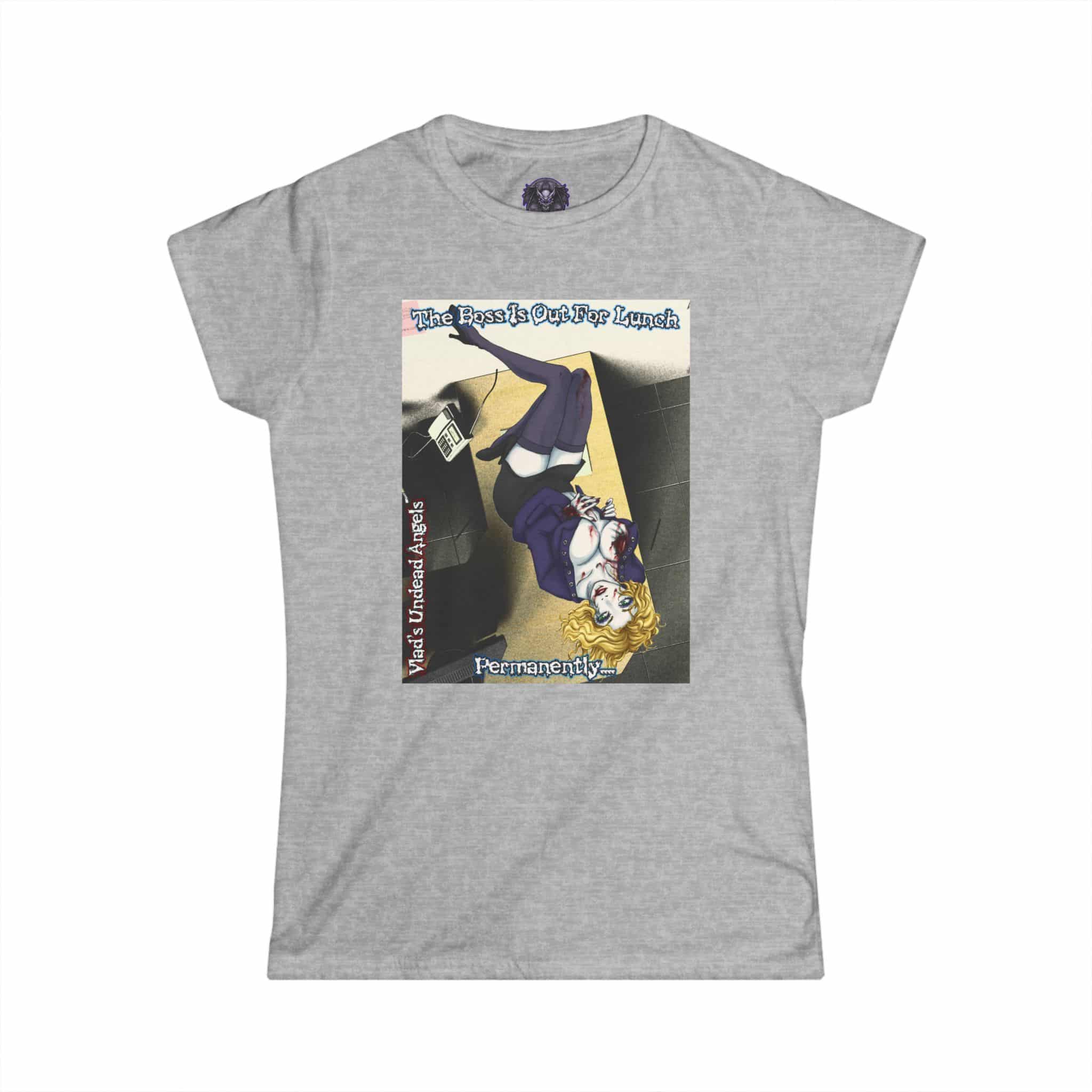 Jennifer Undead Angel Zombie Administrative Assistant – Classic Art w/Text Re-Issue Women's Softstyle Tee - Image 25