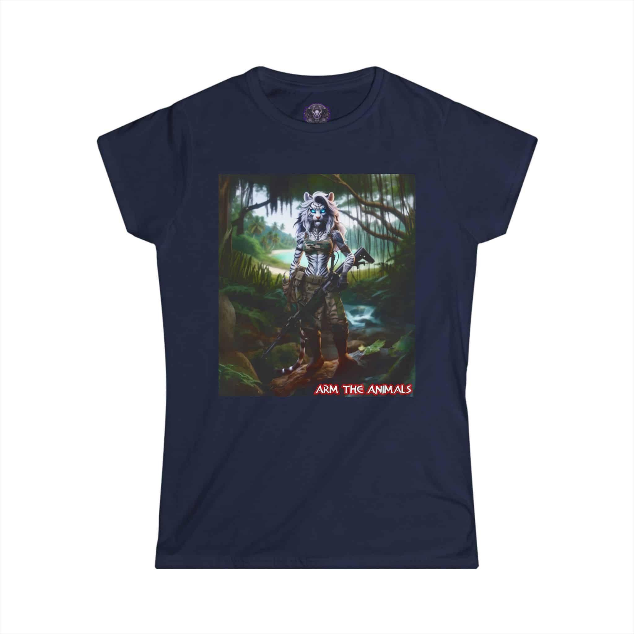 Arm The Animals: White Tiger Girl #AA-D-WT001 Women's Softstyle Tee - Image 31