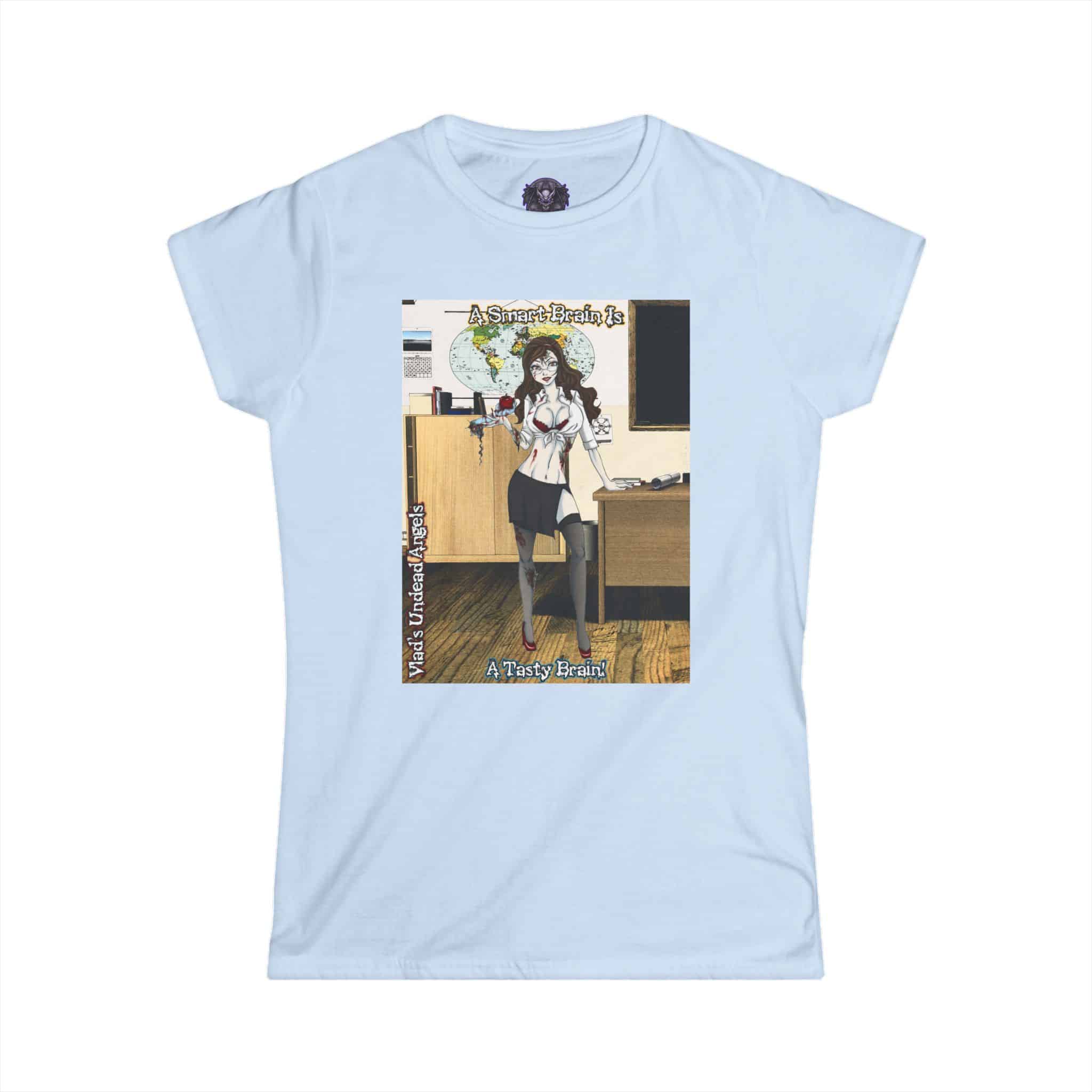 Charlotte Undead Angel Zombie Teacher – Classic Art w/Text Re-Issue Women's Softstyle Tee - Image 34