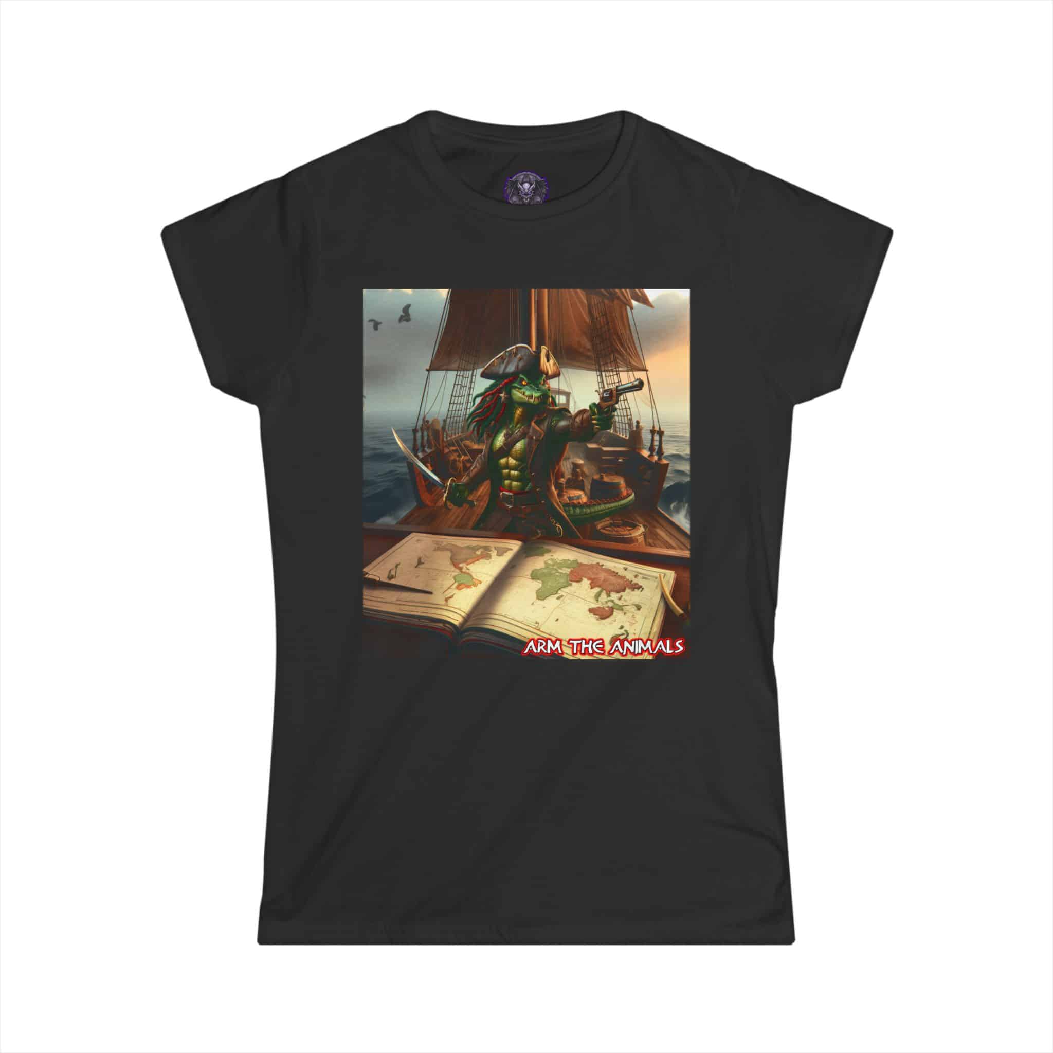 Arm The Animals: Pirate Gator Navigating #AA-D-PG002b Women's Softstyle Tee - Image 7