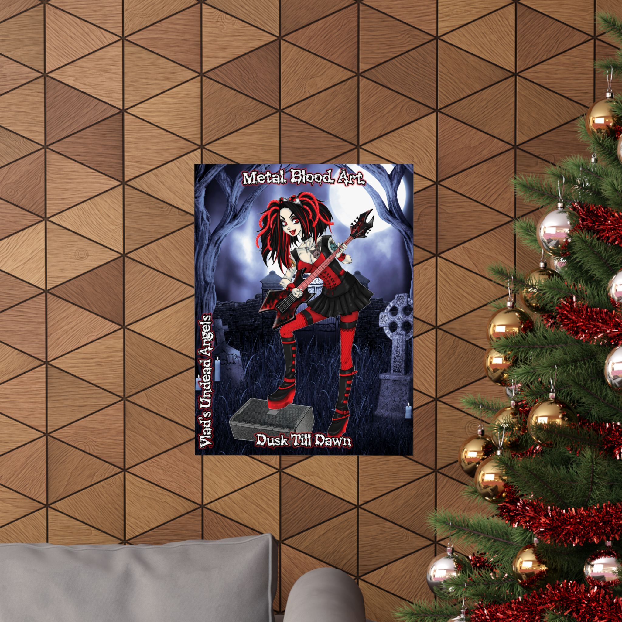 Crimson Undead Angel Guitarist – Classic Art w/Text Matte Vertical Posters - Image 4