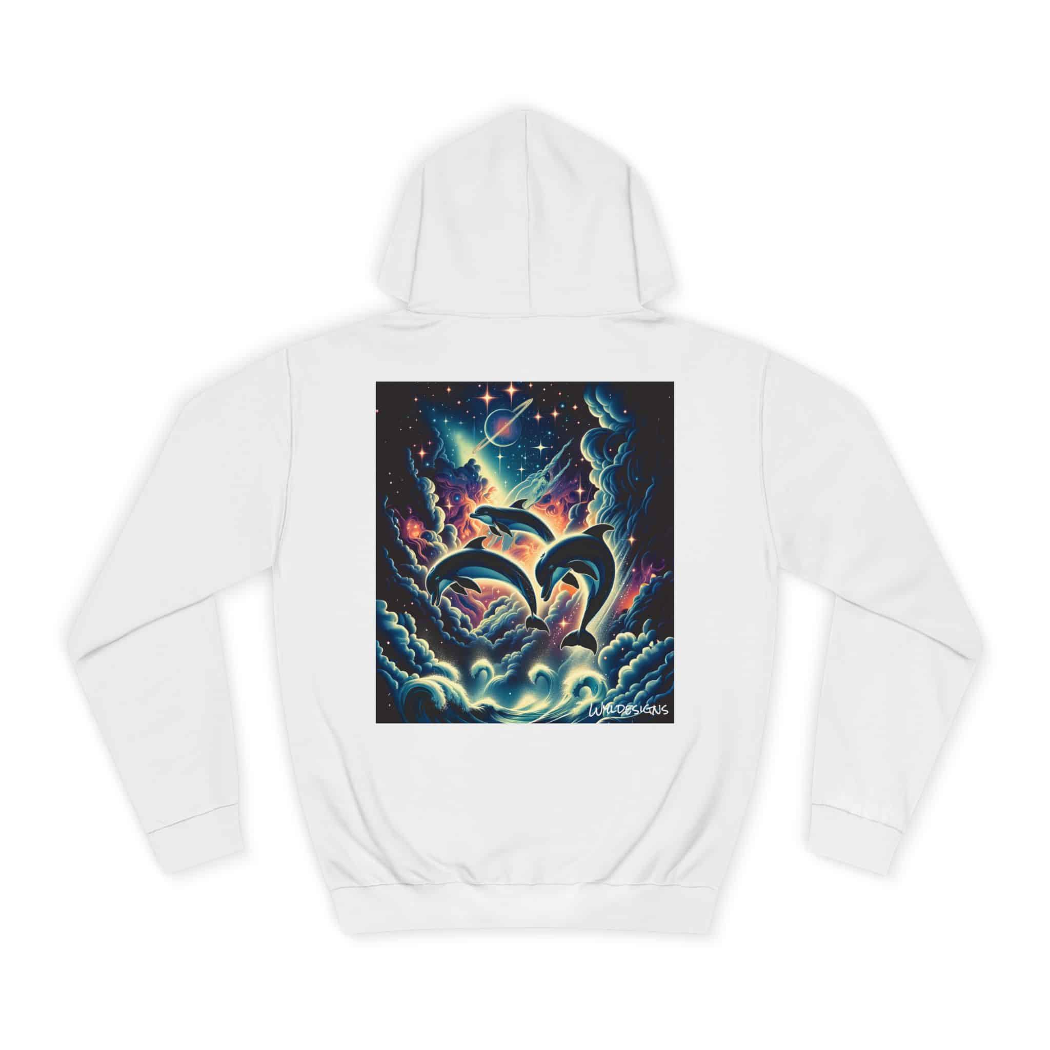 Cosmic Dolphins WD-D008 By Wyldesigns Unisex College Hoodie - Image 6