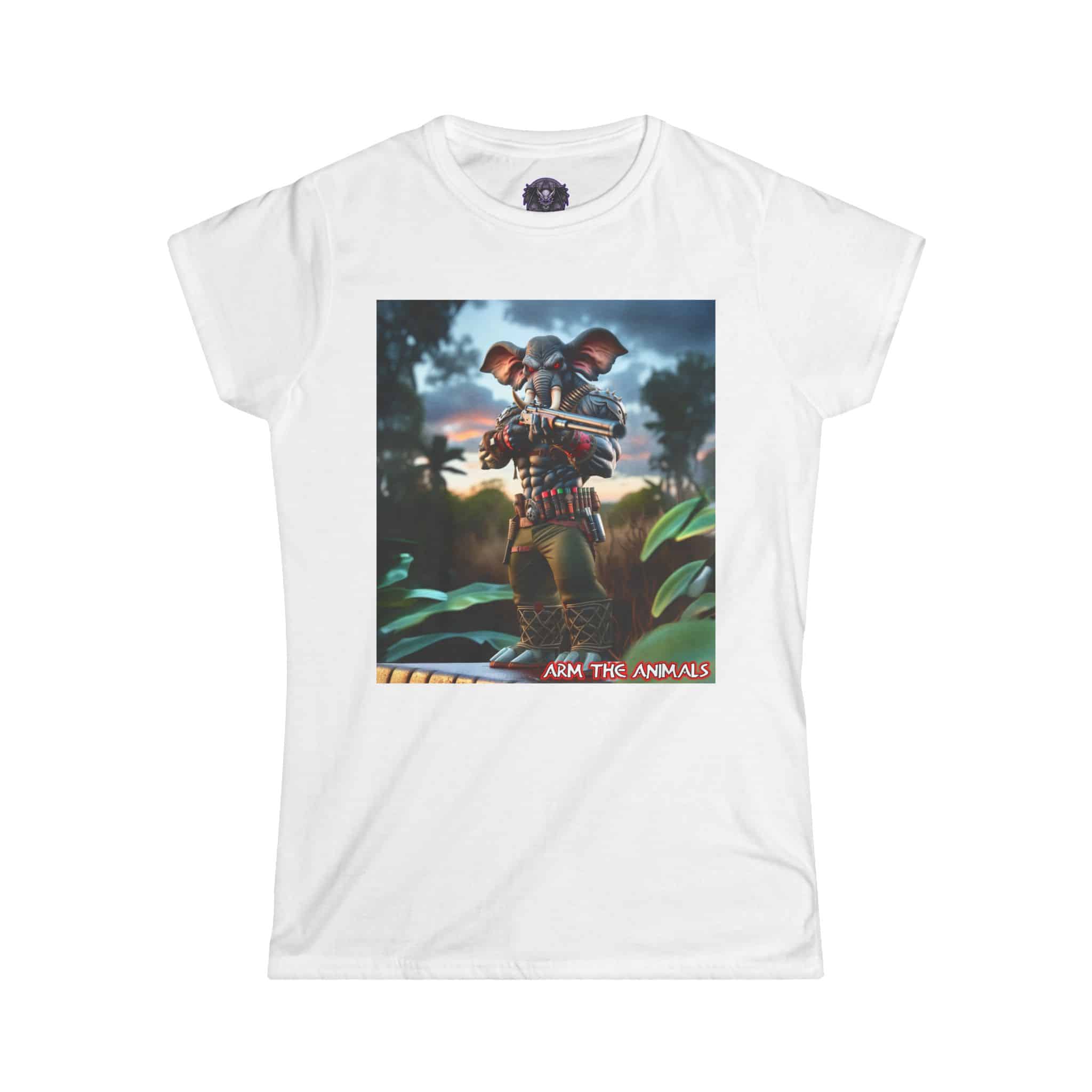 Arm The Animals: Bounty Hunter Elephant #AA-D-El002 Women's Softstyle Tee - Image 4