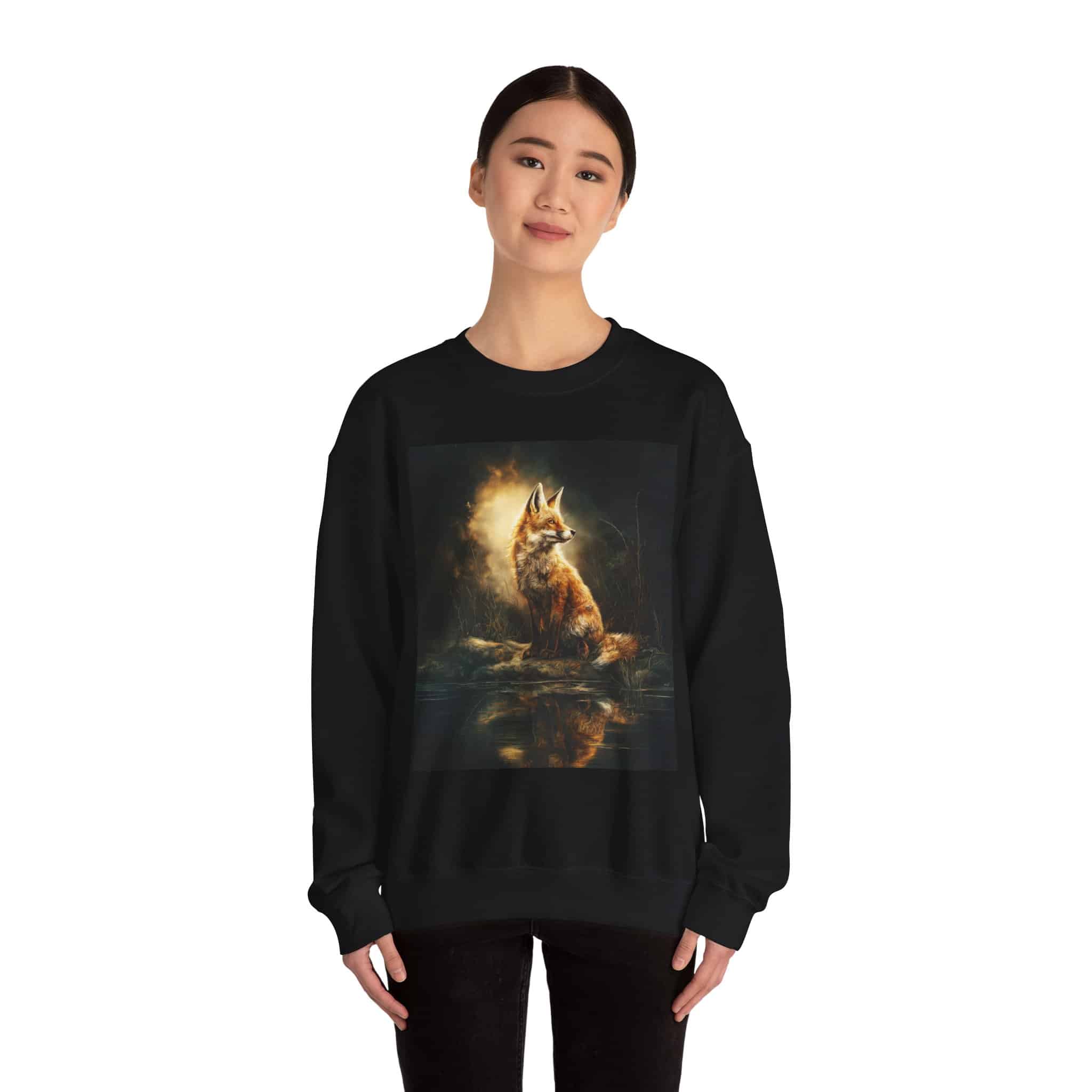 Fox By The Lake Unisex Tee by Wyldesigns Unisex Heavy Blend™ Crewneck Sweatshirt - Image 2