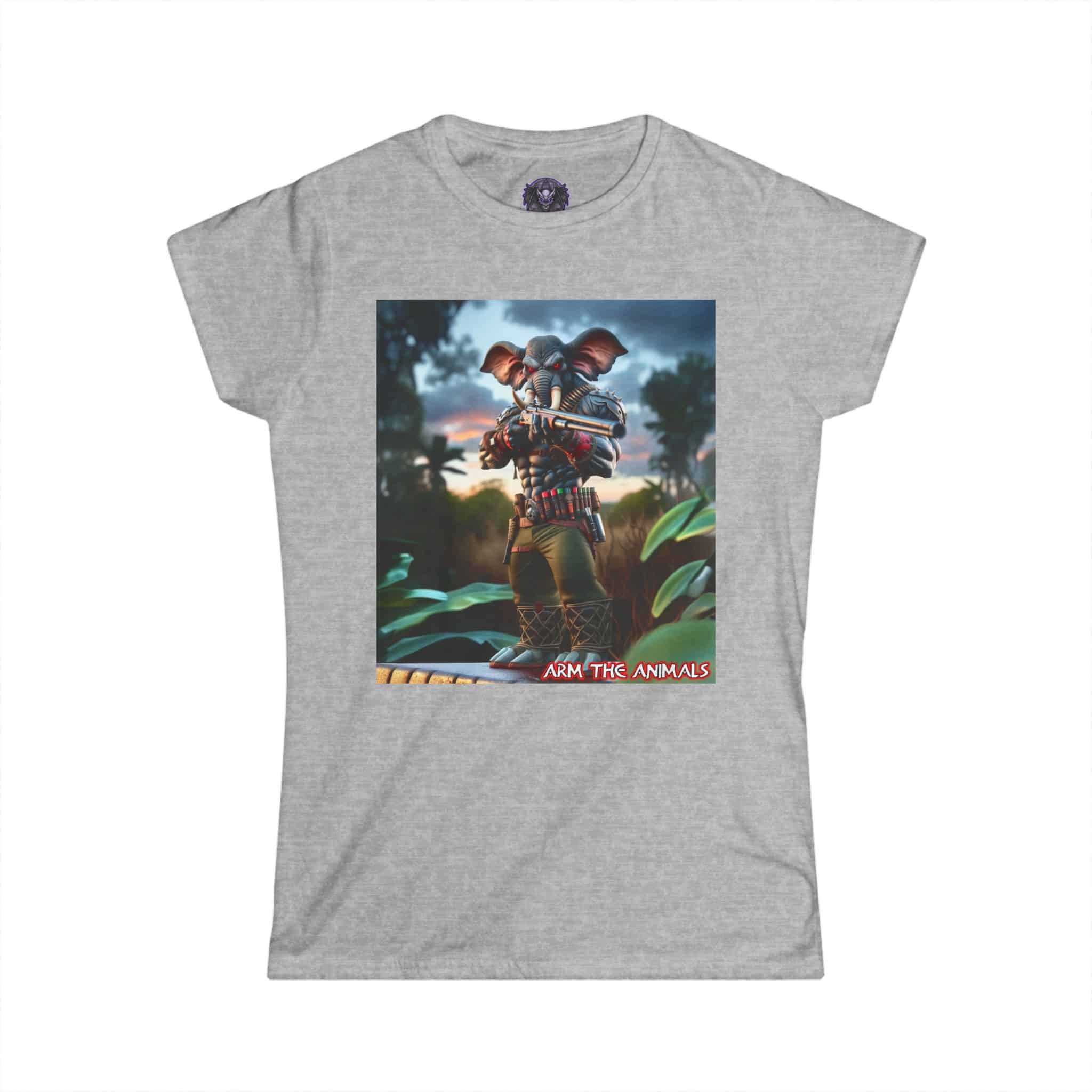 Arm The Animals: Bounty Hunter Elephant #AA-D-El002 Women's Softstyle Tee - Image 10