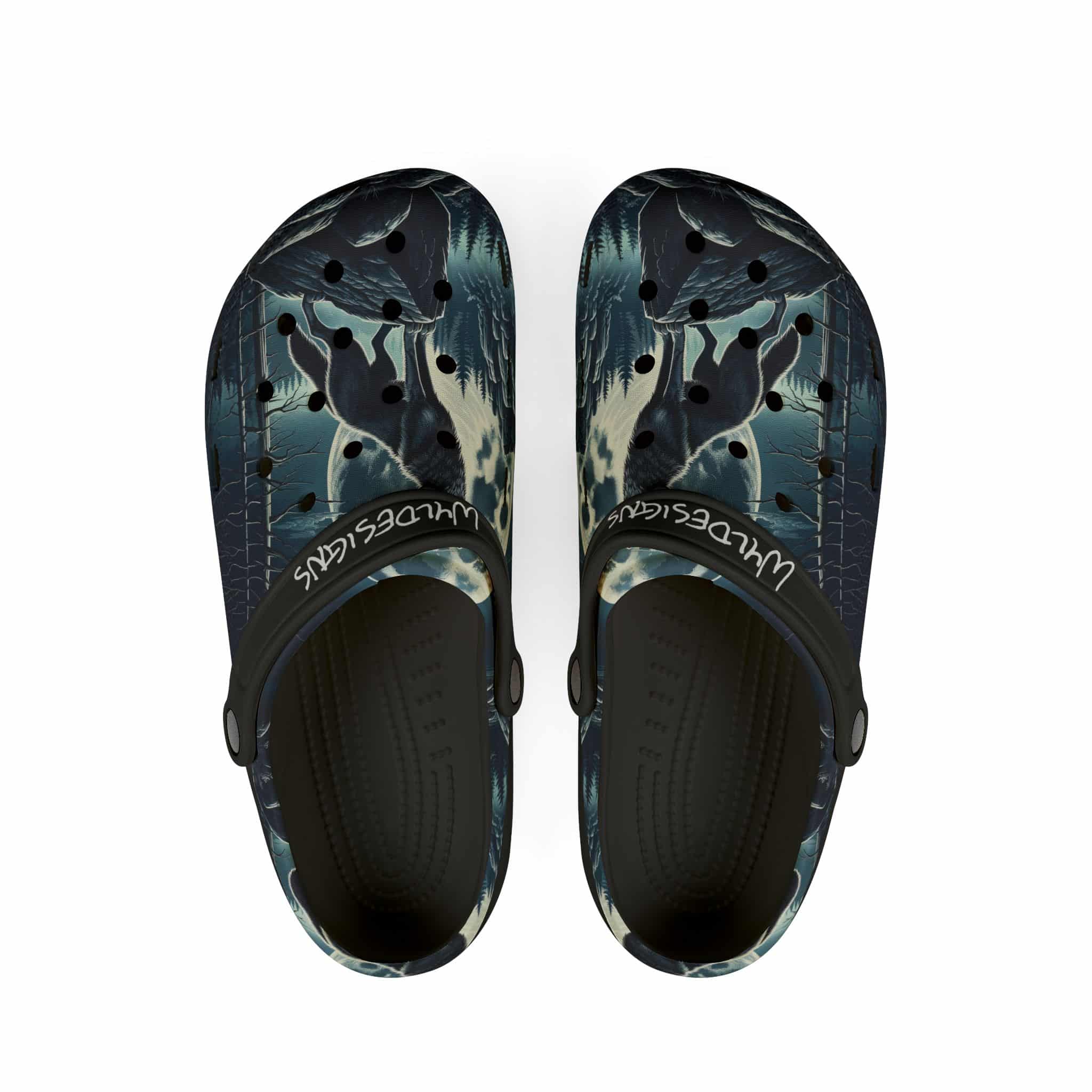 Wolf Howling WD-D001 By Wyldesigns - Clog Shoes - Image 2