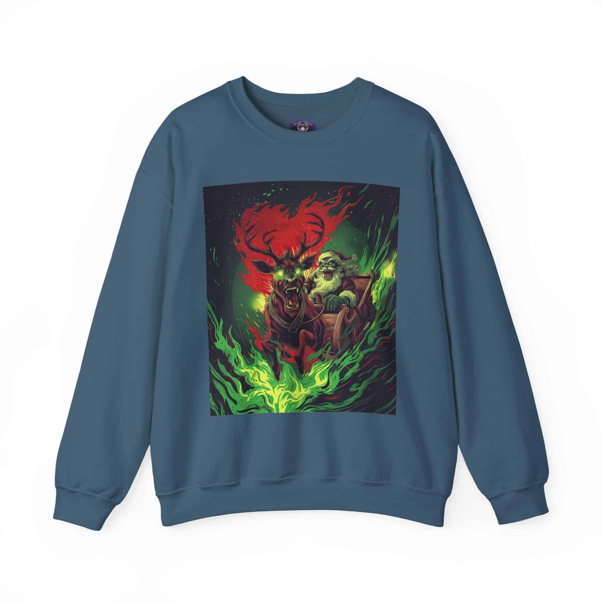 Demonic Santa Sleigh I Unisex Heavy Blend™ Crewneck Sweatshirt Christmas - Image 4