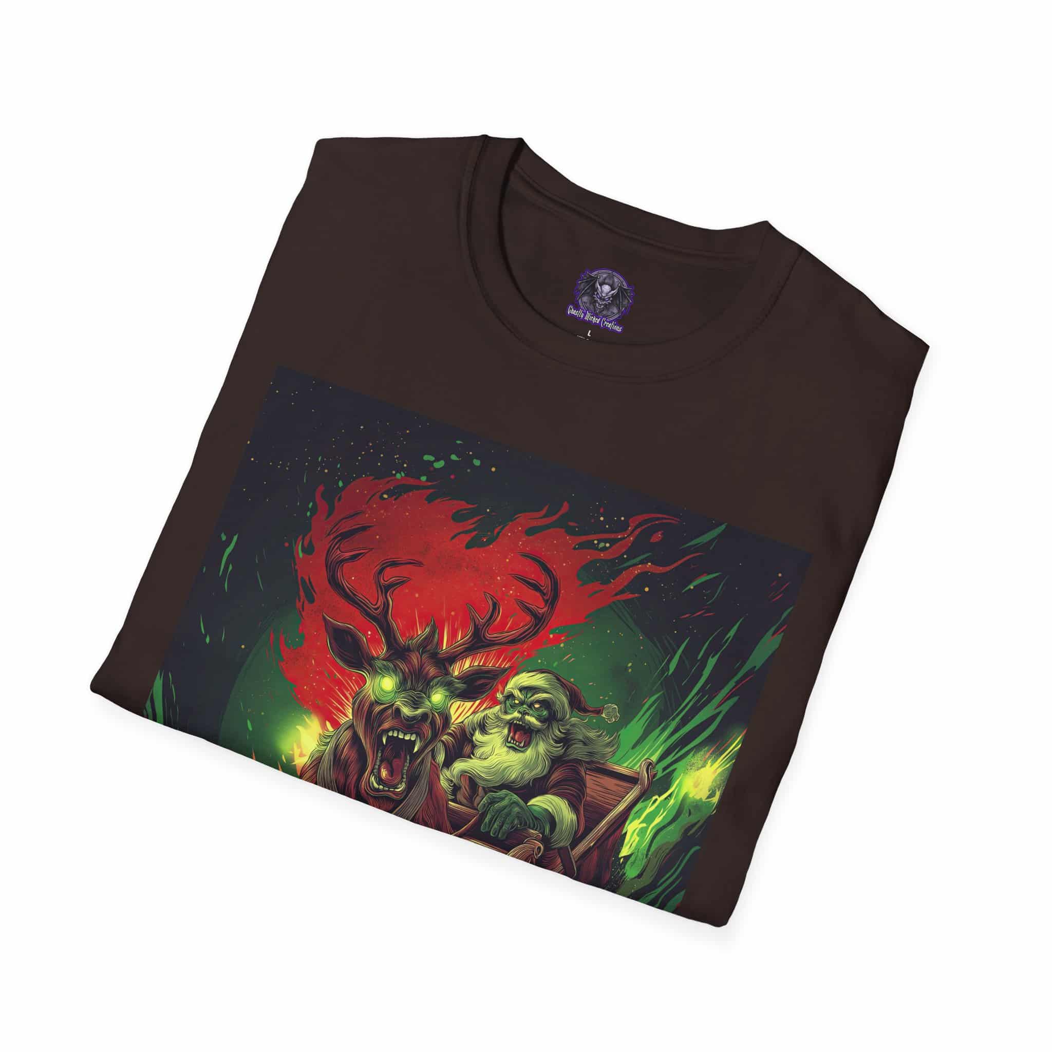 Demonic Santa Sleigh I Unisex T-Shirt Christmas - Image 28