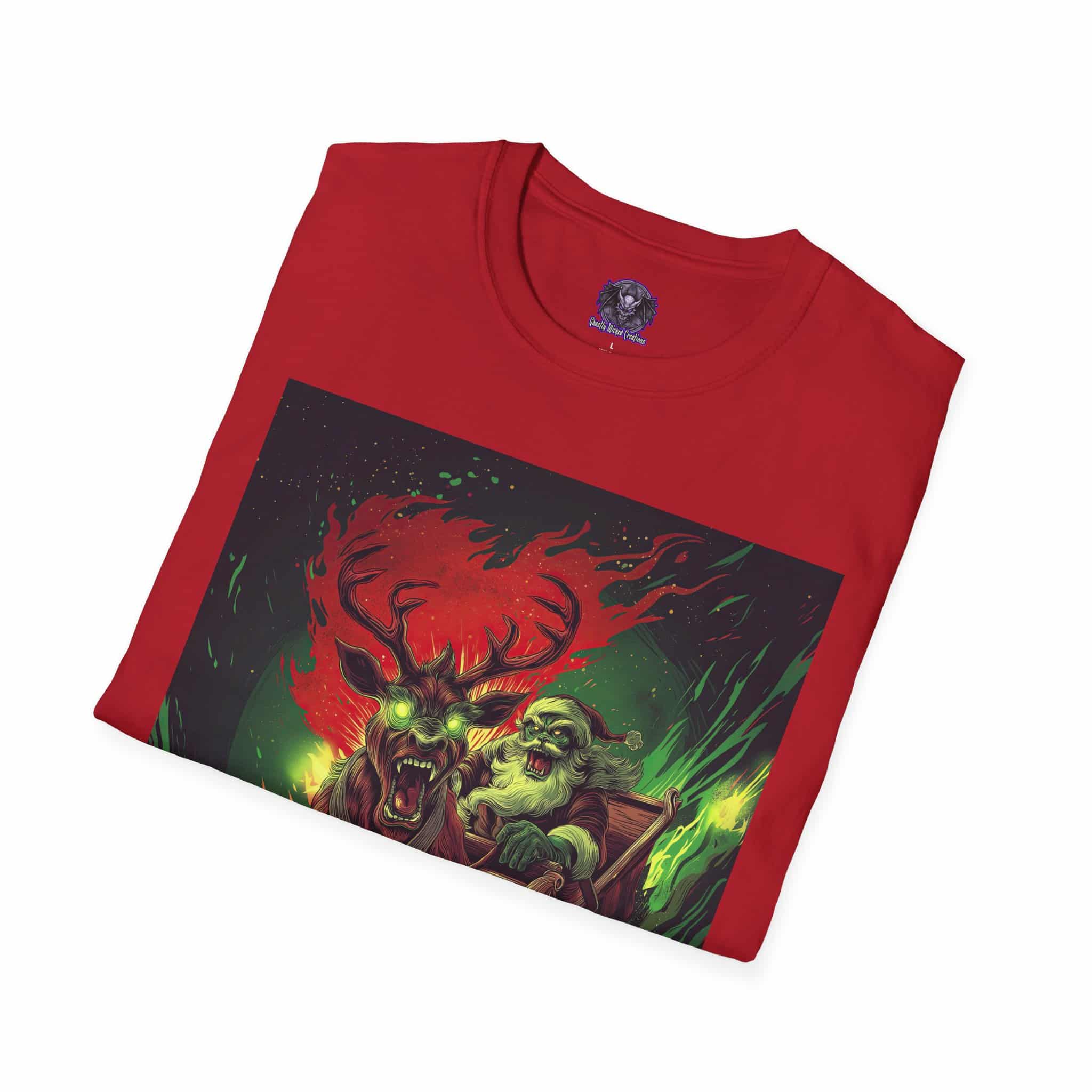 Demonic Santa Sleigh I Unisex T-Shirt Christmas - Image 13