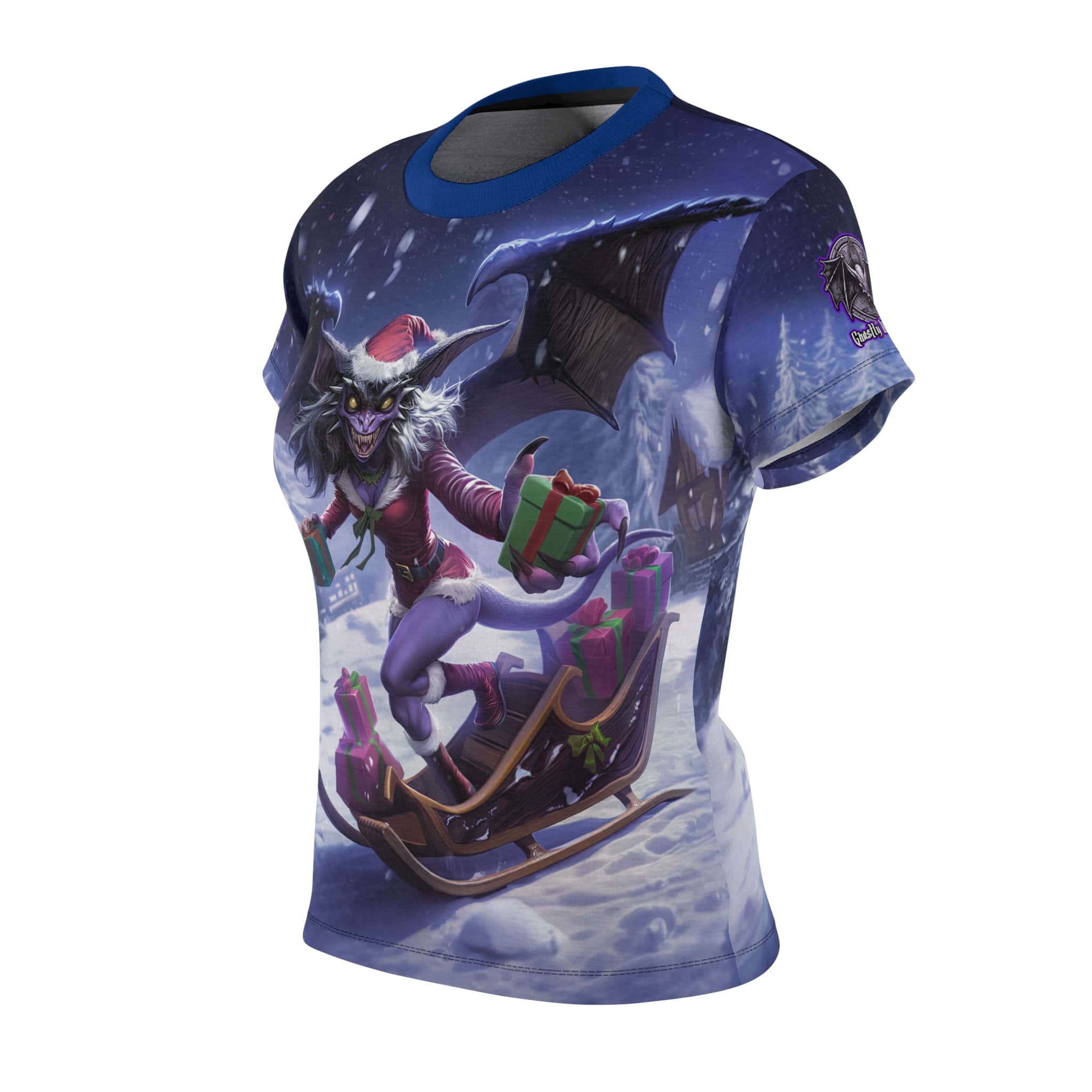Gift Giving Gremlin Elf I Women's Tee (AOP) Christmas - Image 3
